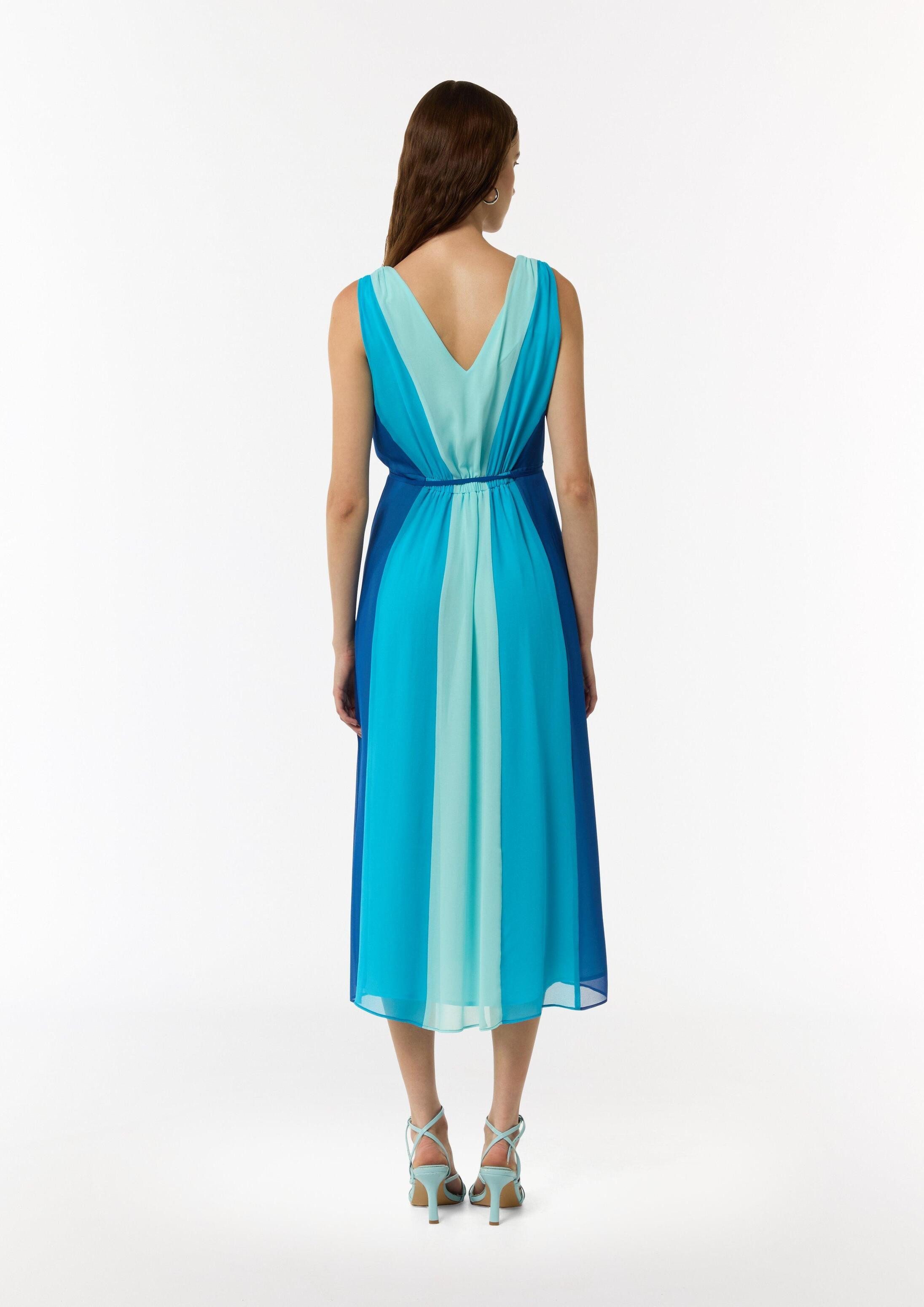 comma Midikleid Kleid Ärmelloses Bahnen-Kleid aus Chiffon mit elastischem Bund