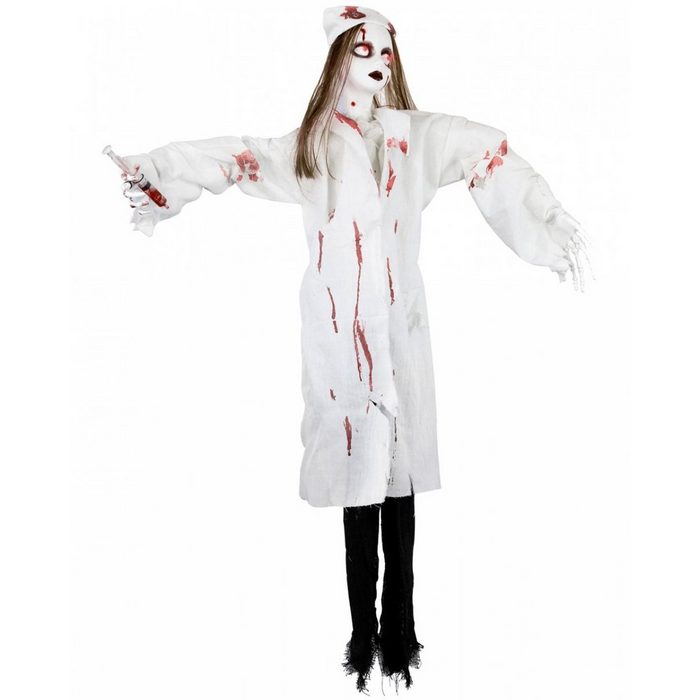 Horror-Shop Dekofigur Zombie Krankenschwester Animatronic mit Sound & Le