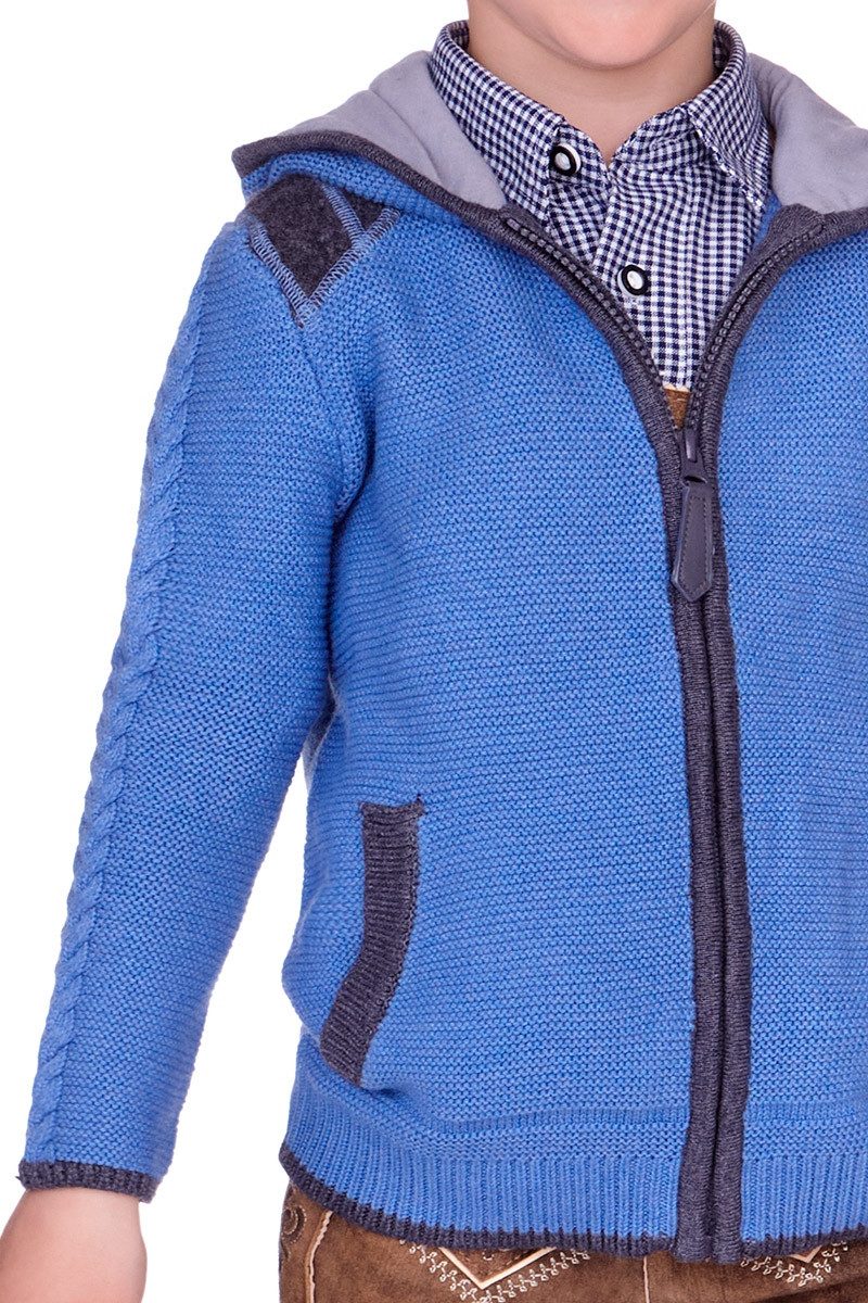 Spieth & Wensky Trachtenjacke Strickjacke Kinder - SPECHT - blau/grau, grau/blau