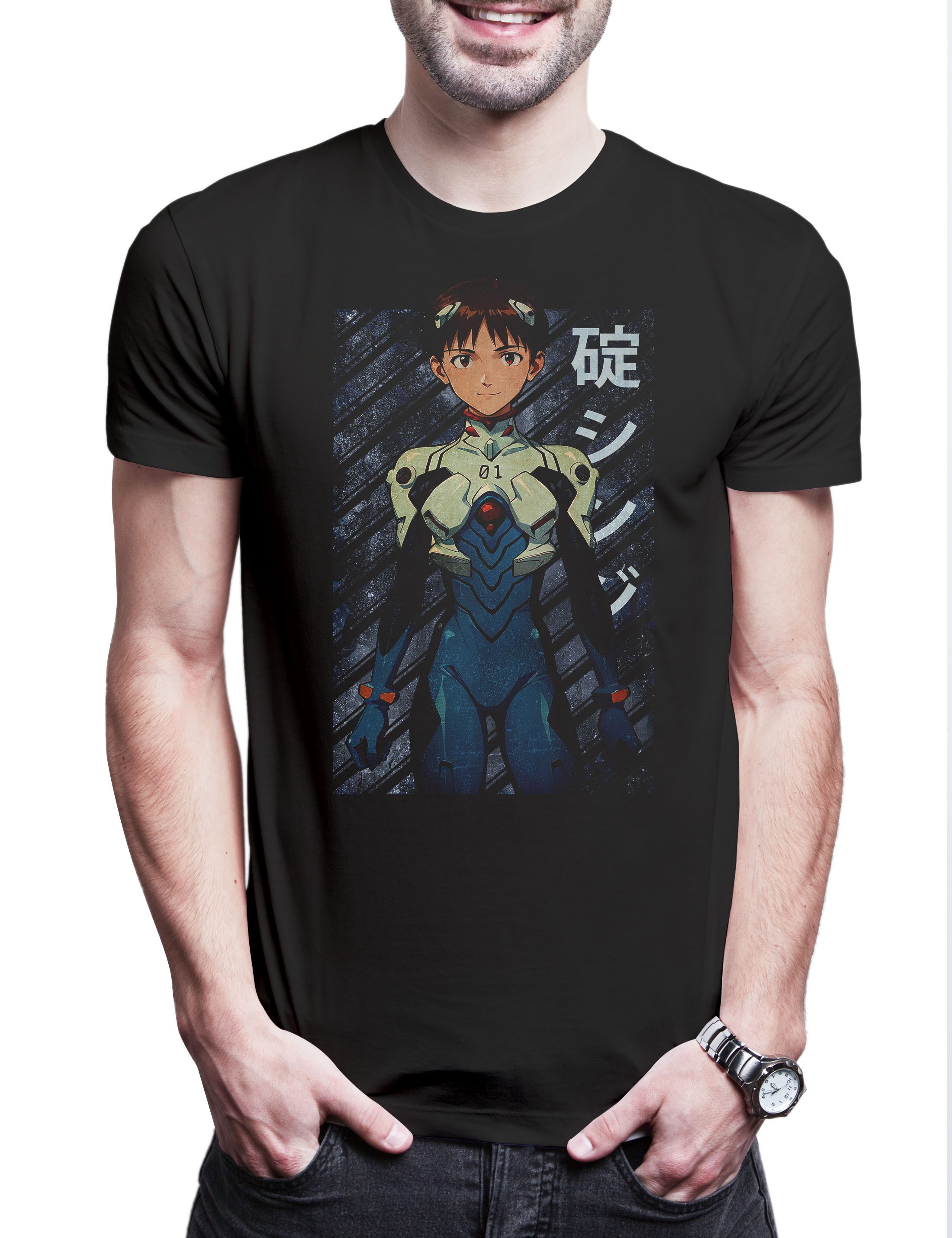 Print-Shirt Shinji Ikari Herren T-Shirt Genesis Nerv Asuka Neon Gendo Evangelion