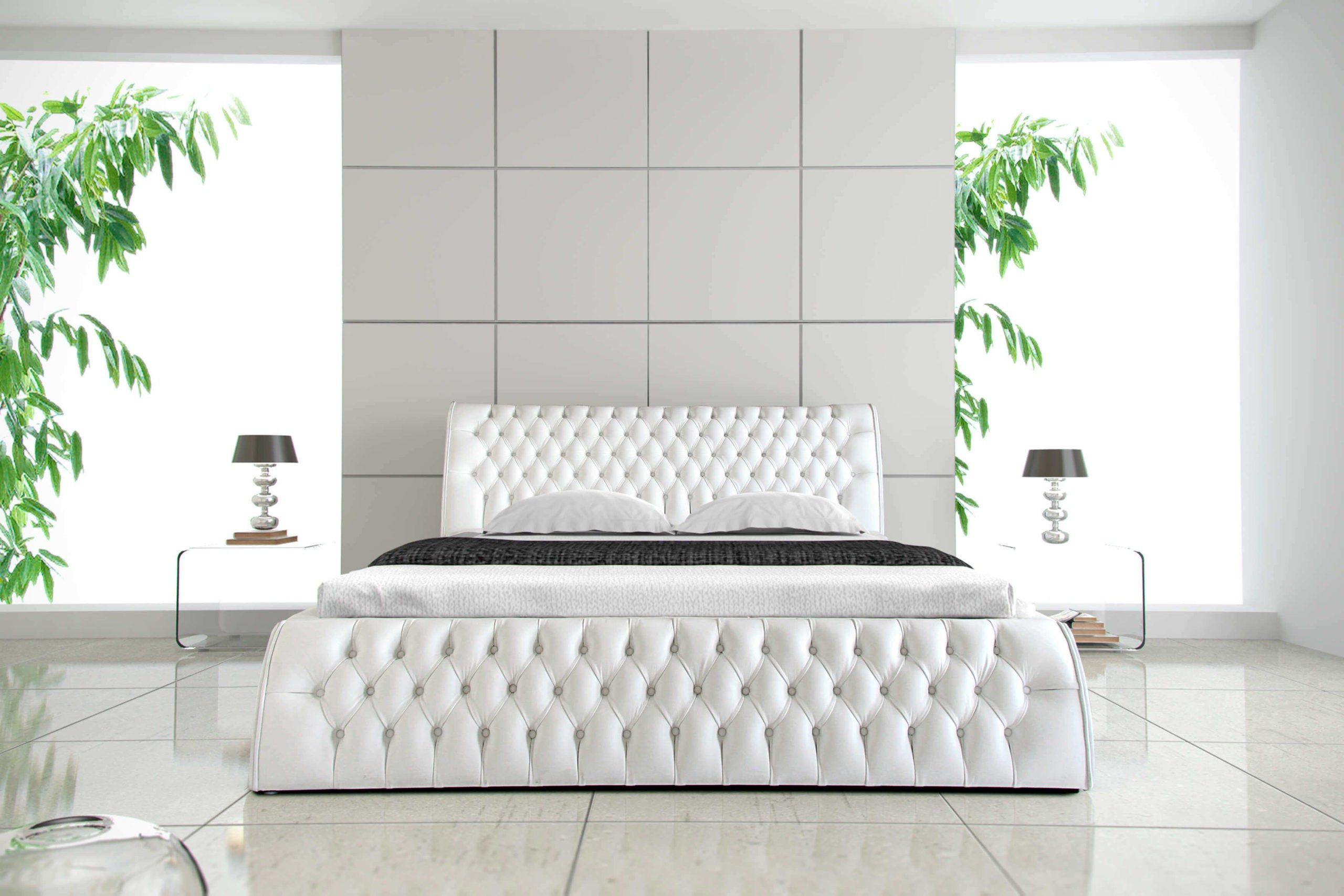 Polsterbett Doppelbett Chesterfield im eleganten Polsterdesign mit Lederfinish
