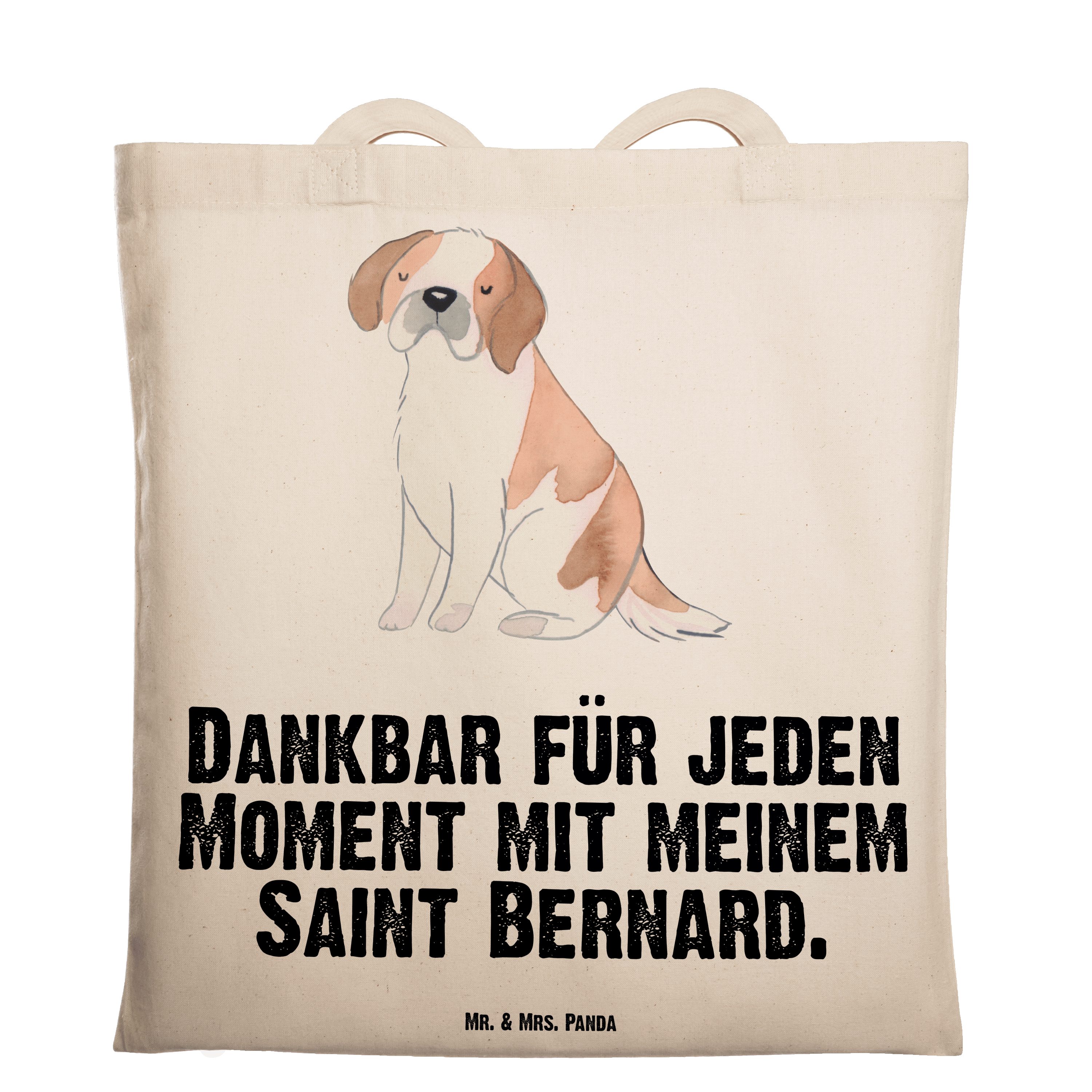 Mr. & Mrs. Panda Tragetasche Saint Bernard Moment - Transparent - Geschenk, St. Bernhardshund, Wel (1-tlg)