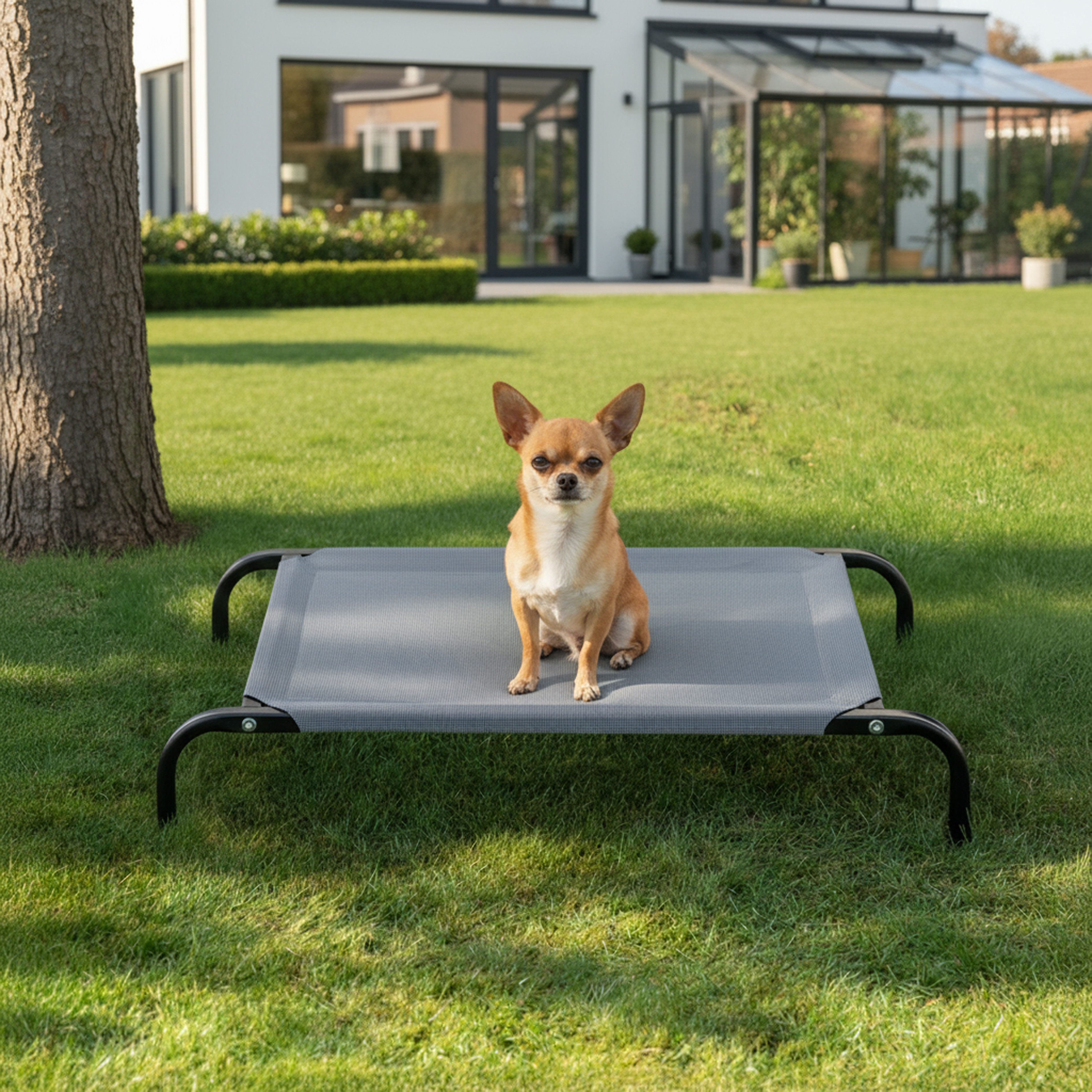belviona Hundebett erhöht, wetterfeste Outdoor-Hundeliege, Mesh-Material & Metallrahmen, atmungsaktiv & pflegeleicht