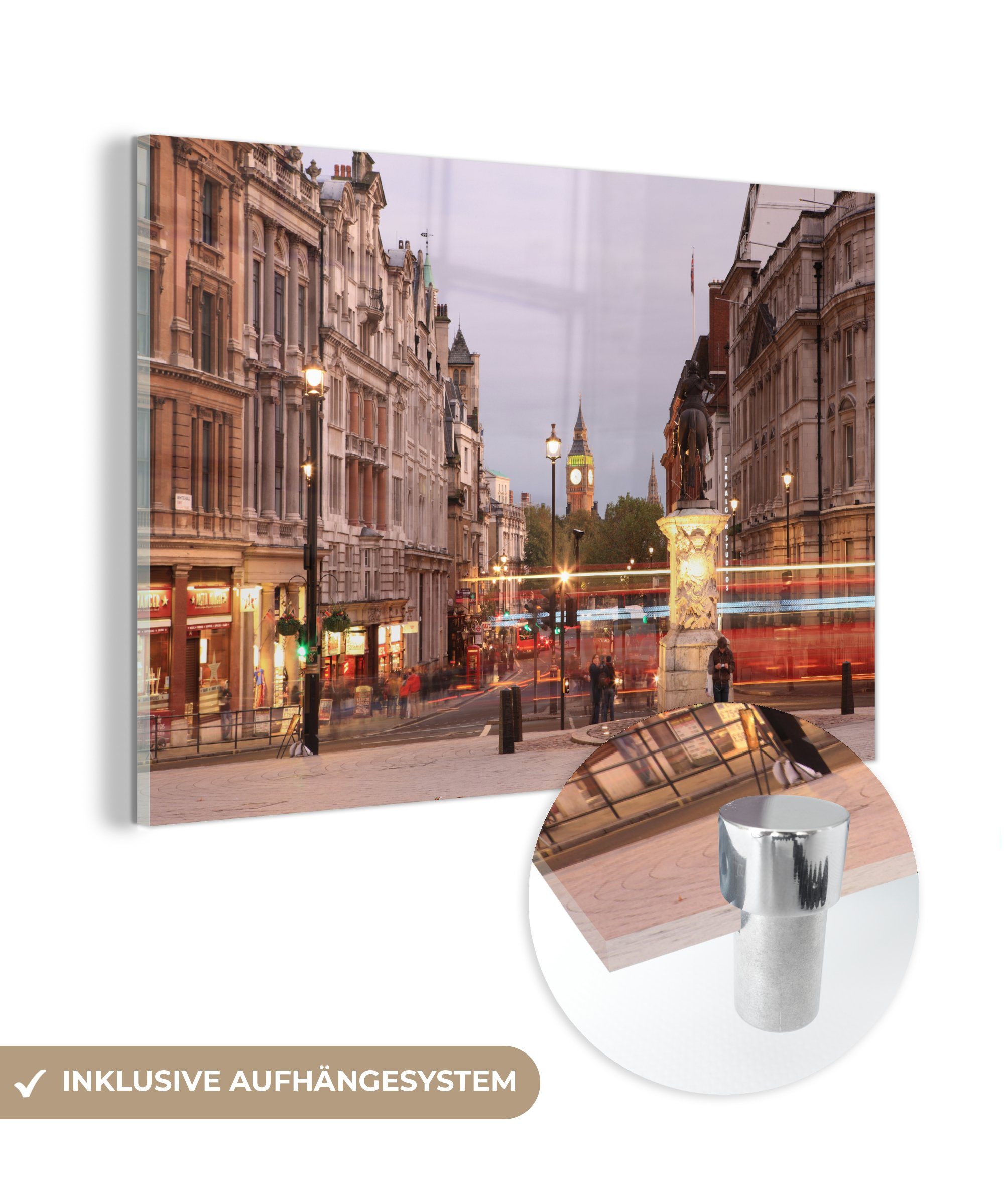 MuchoWow Acrylglasbild Starker Verkehr rund um den Trafalgar Square in London, (1 St), Acrylglasbilder Wohnzimmer & Schlafzimmer