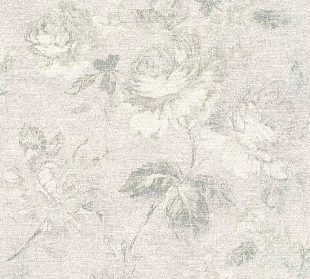 A.S. walls Secret grau/weiß geblümt, Création Garden, Vliestapete floral, Tapete living Blumen