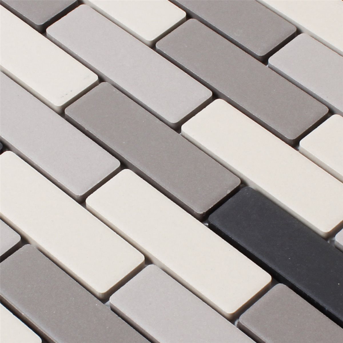 Mosafil Mosaikfliesen Mosaikfliesen Keramik Beige Grau Unglasiert, Keramik 29.000x26.100, schwarz-beige-grau, Verlegefertig auf ein Netz geklebt - Frostsicher - Wasserdicht -