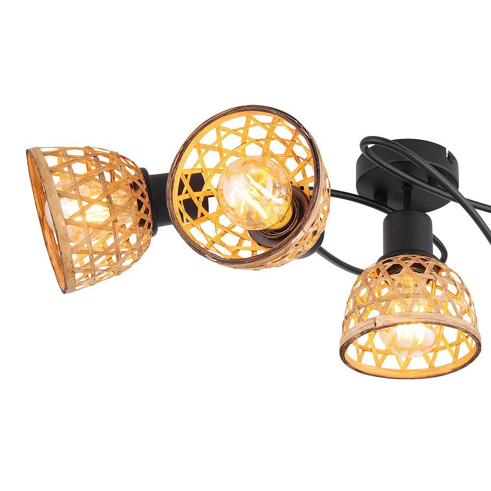 Boho Deckenleuchte Style Deckenlampe inklusive, Bambus Leuchtmittel Globo Deckenspot, nicht Strahler LED