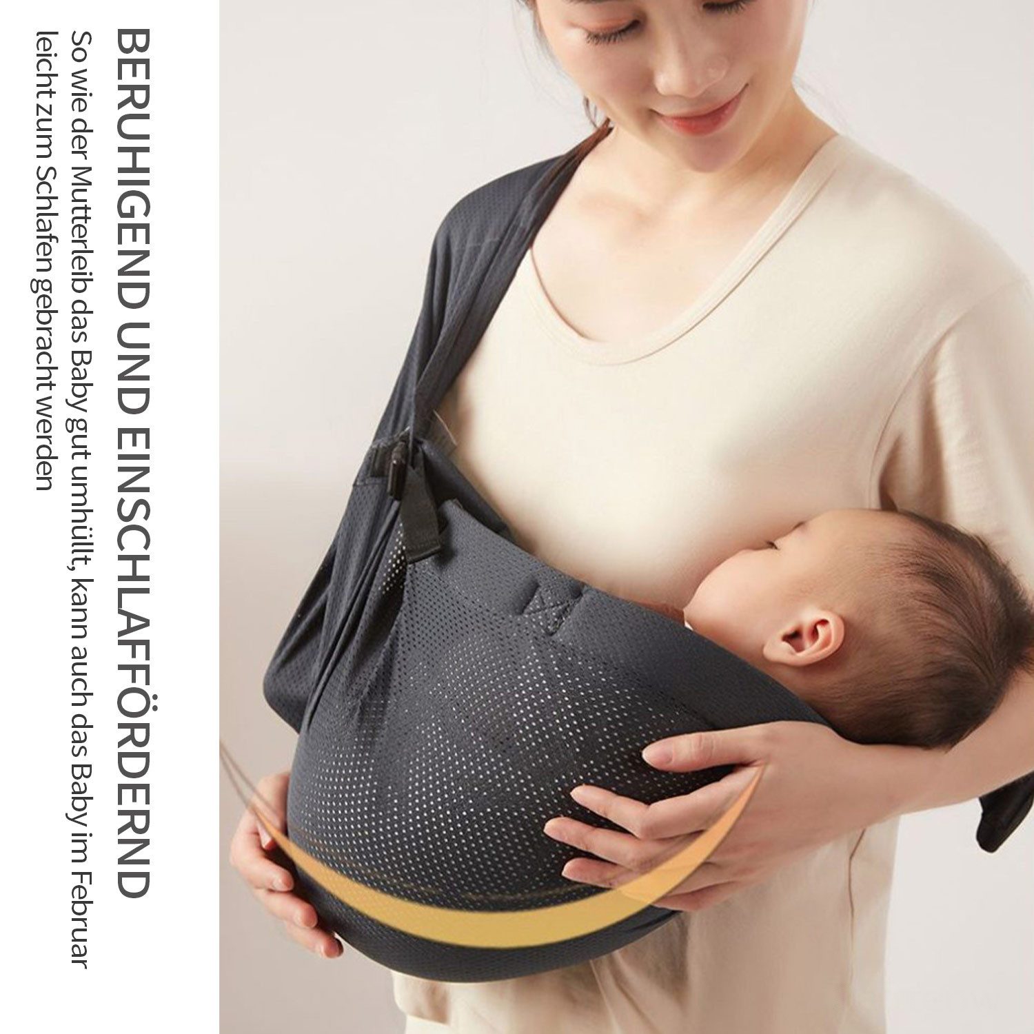 Refttenw Babytrage Seitlich Ergonomische Babytragetuch Atmungsaktiv Verstellbar, mit Staufach, Wirbelsäulengerecht & rückenschonend