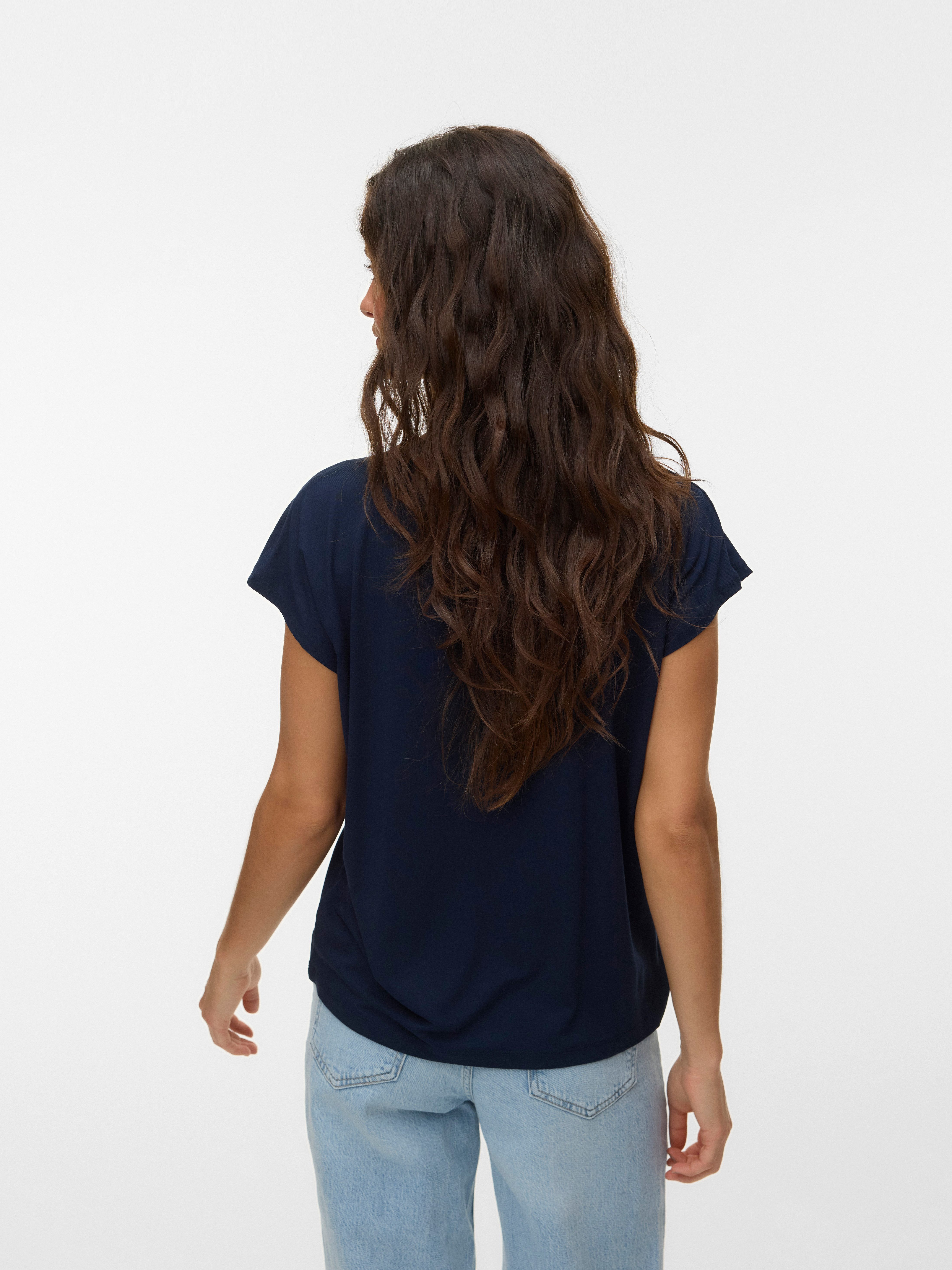 Vero Moda Kurzarmshirt VMGINA SS O-NECK TOP JRS GA Viskosemischung