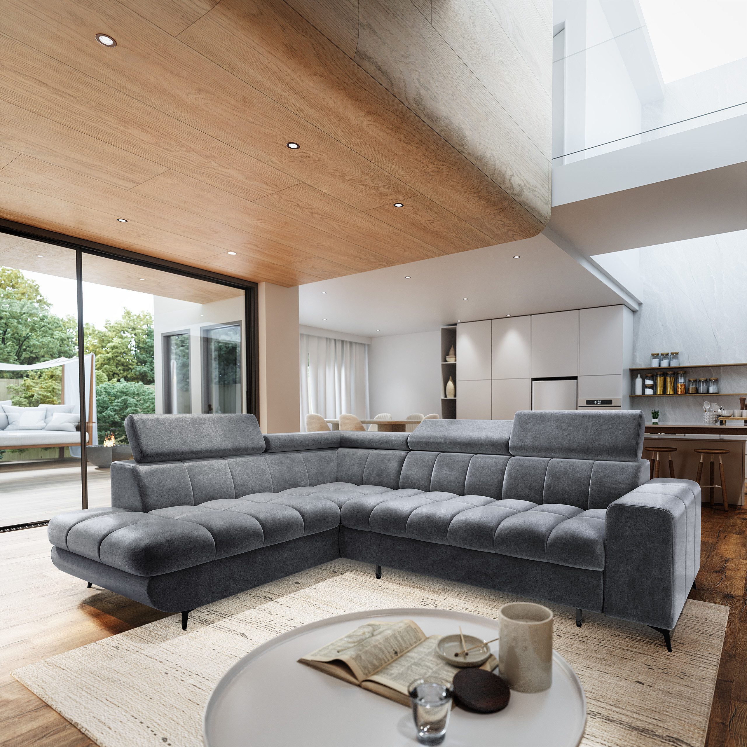 Masseno Ecksofa MORIVA mit Schlaffunktion L-Form, Sofa mit Bettkasten