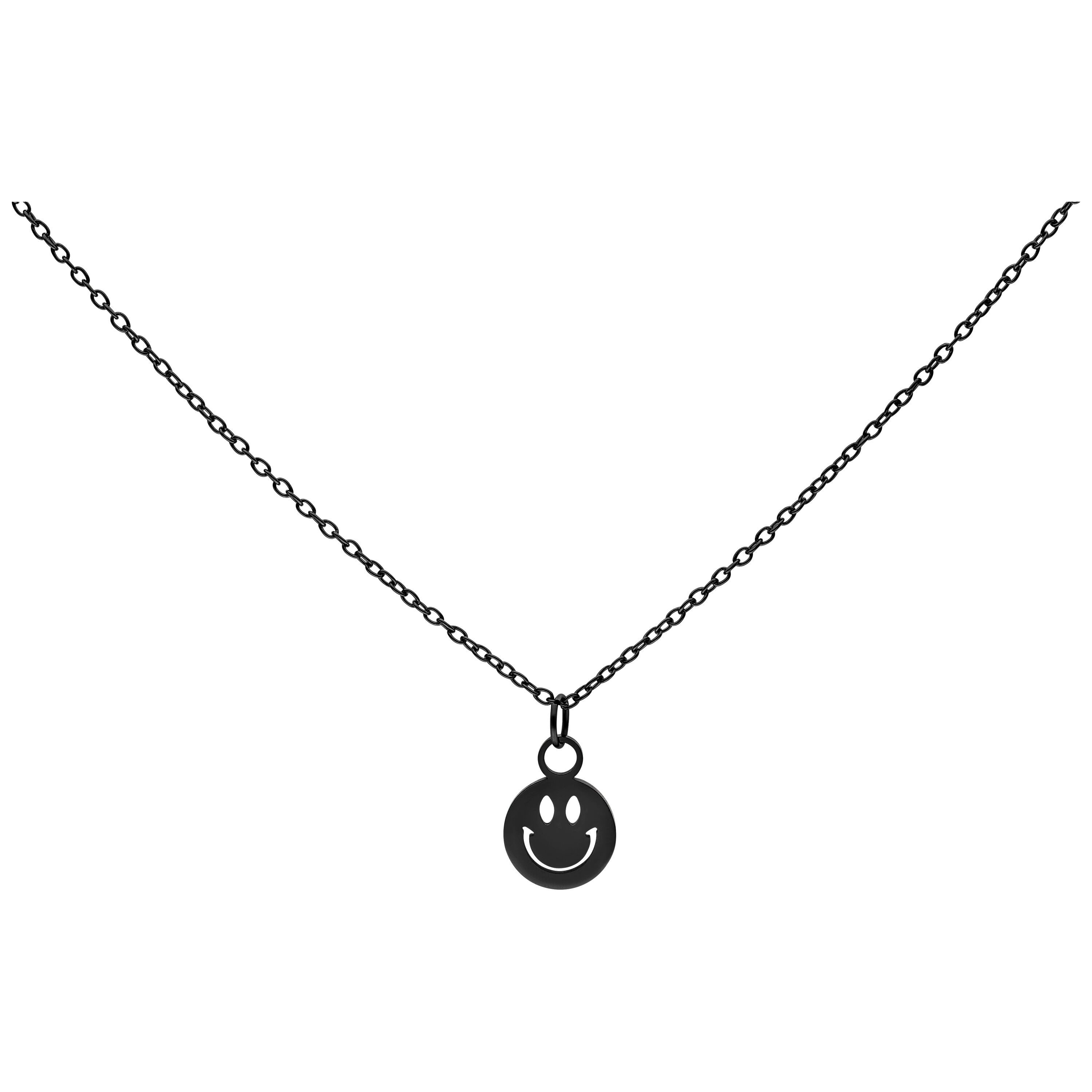 Wildcat Kette mit Anhänger Little Smiley Kette - Schwarz, Chirurgenstahl 316L - wasserfest, langlebig, hautverträglich