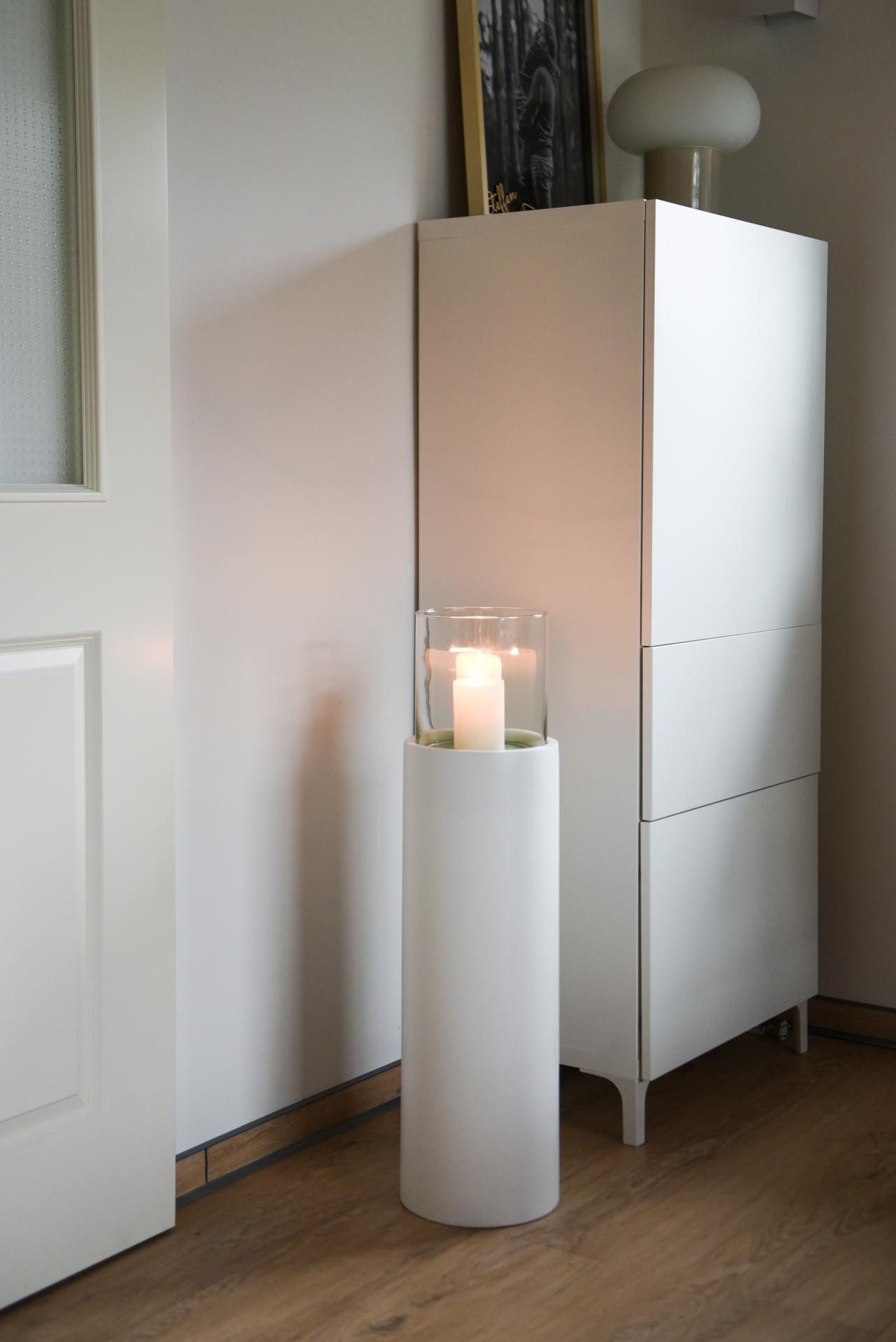 VIVANNO Bodenwindlicht Fiberglas CANDIRO Rund - Weiß Matt (1 St), 21x80 cm