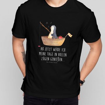 Mr. & Mrs. Panda T-Shirt Pinguin Angelboot - Schwarz - Geschenk, T-Shirt mit Spruch, T-Shirt, (1-tlg)