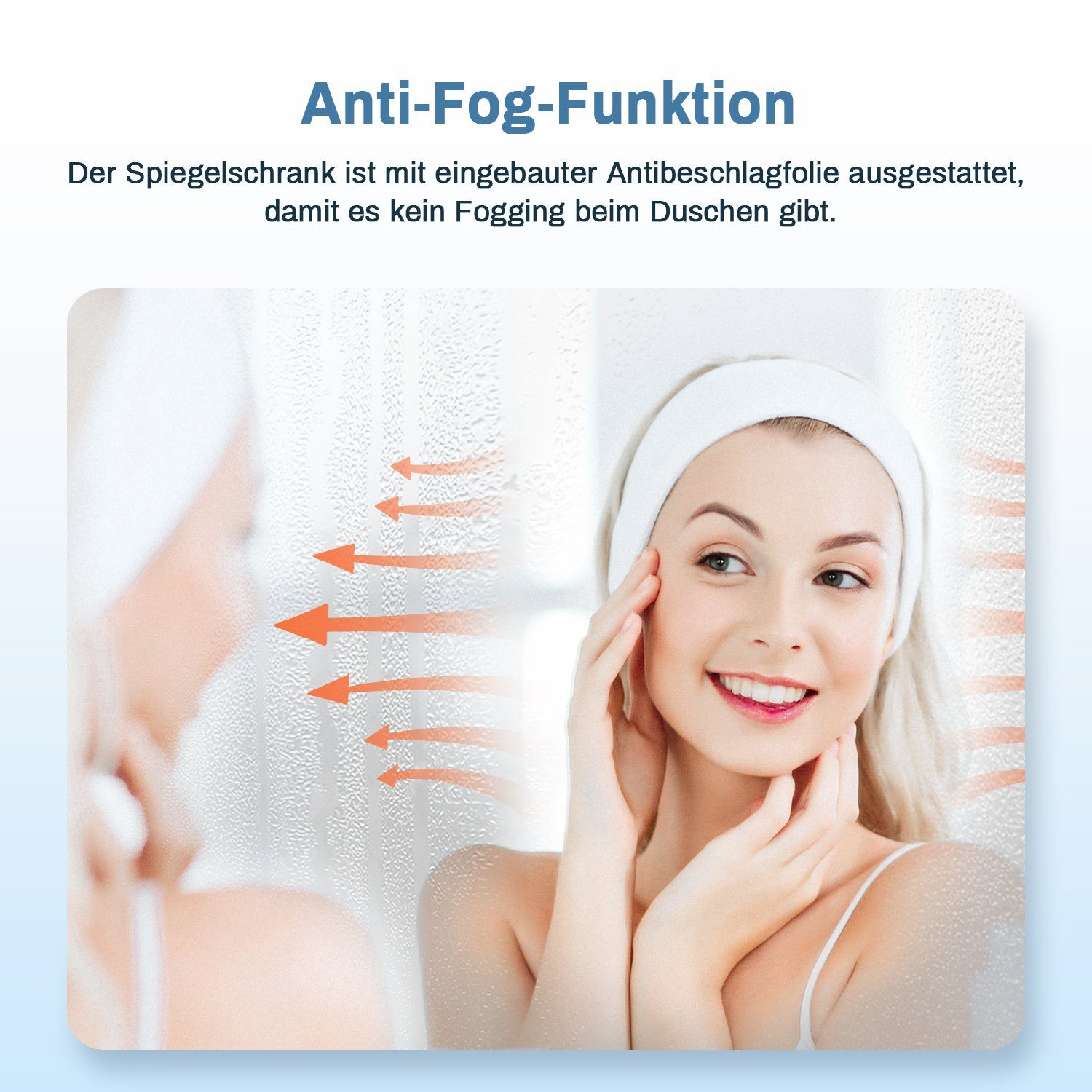 Thumbnail - SONNI Badspiegel Badspiegel mit Beleuchtung 50x70cm beschlagfrei Badezimmer, Wandspiegel mit Touch-Schalter Spiegel LED-...