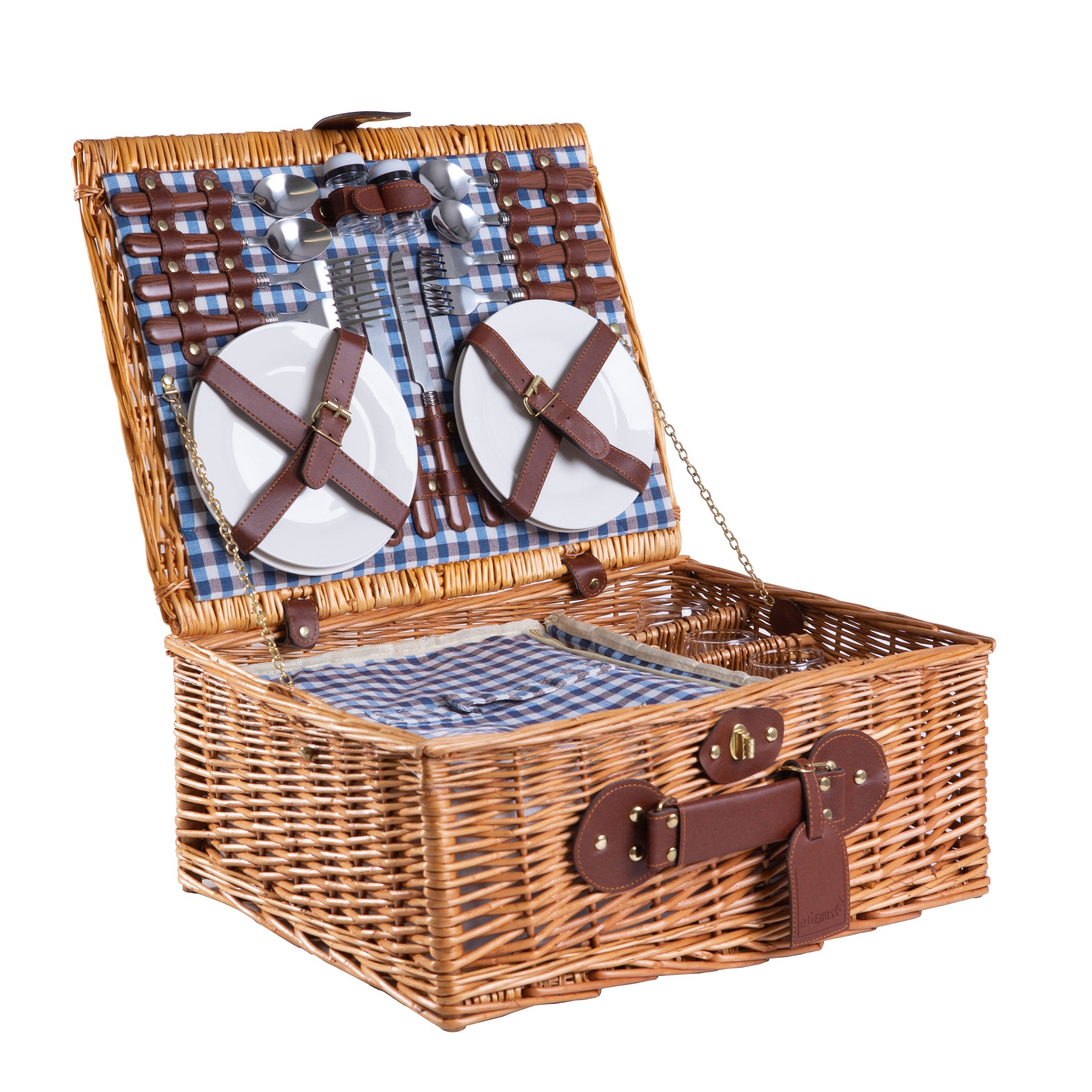 Picknickkorb eGenuss Handgefertigter Picknickkorb mit Zubehör