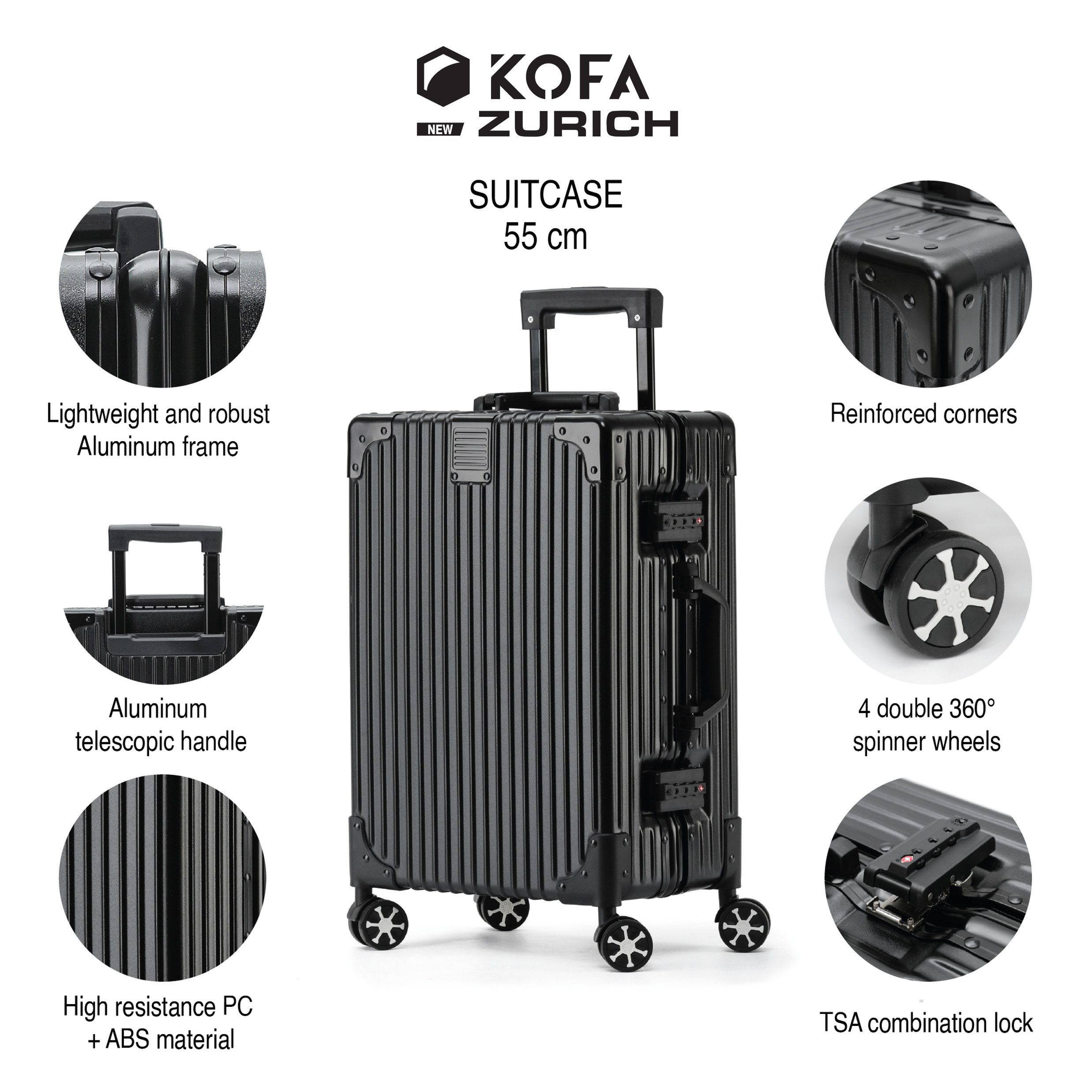 KOFA Handgepäckkoffer ZURICH, 55cm Alu-Rahmen & günstig online kaufen