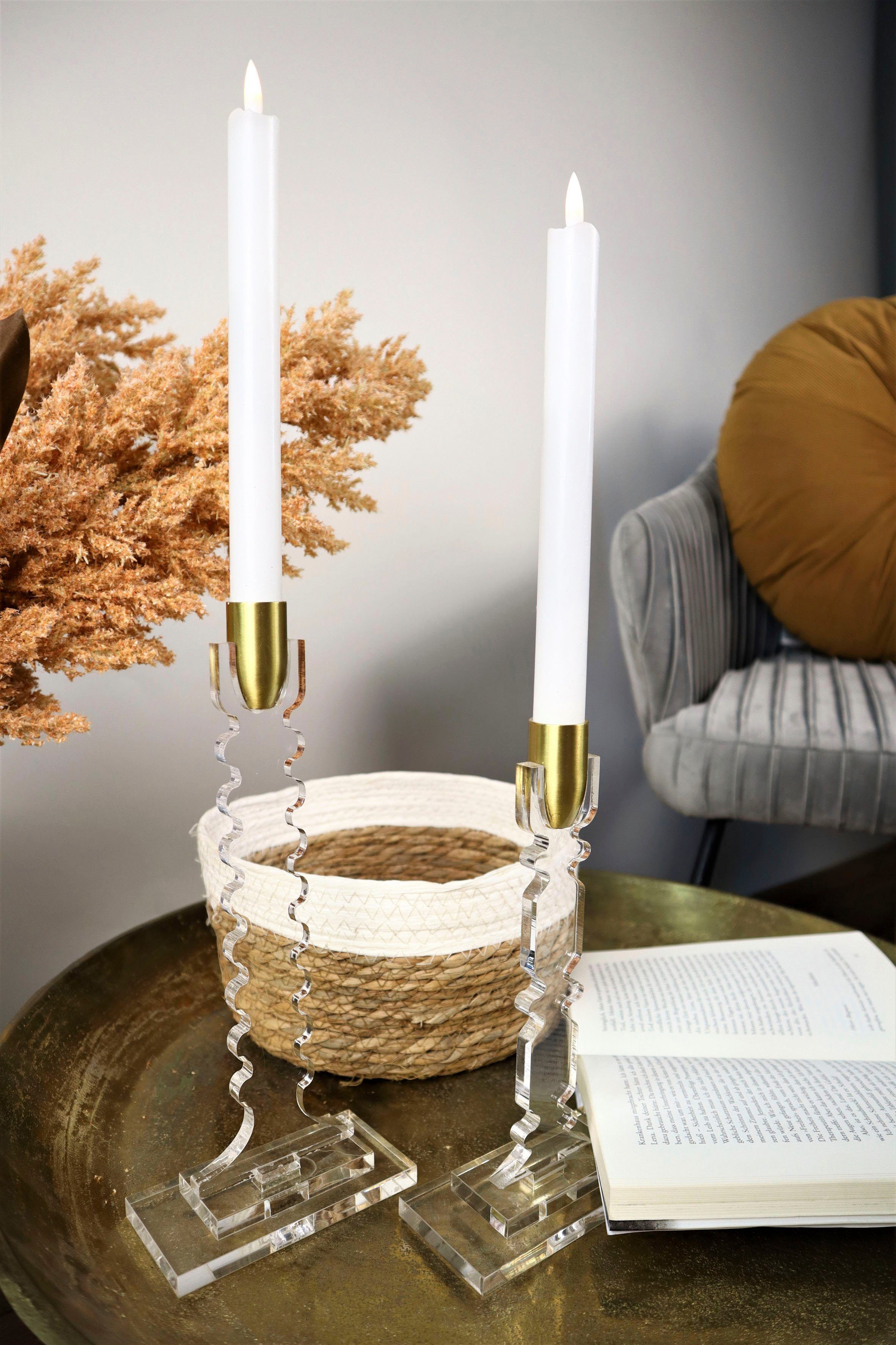 AM Design Kerzenleuchter Stabkerzenhalter aus Acryl (1 St), Höhe ca. 27 cm | Kerzenständer
