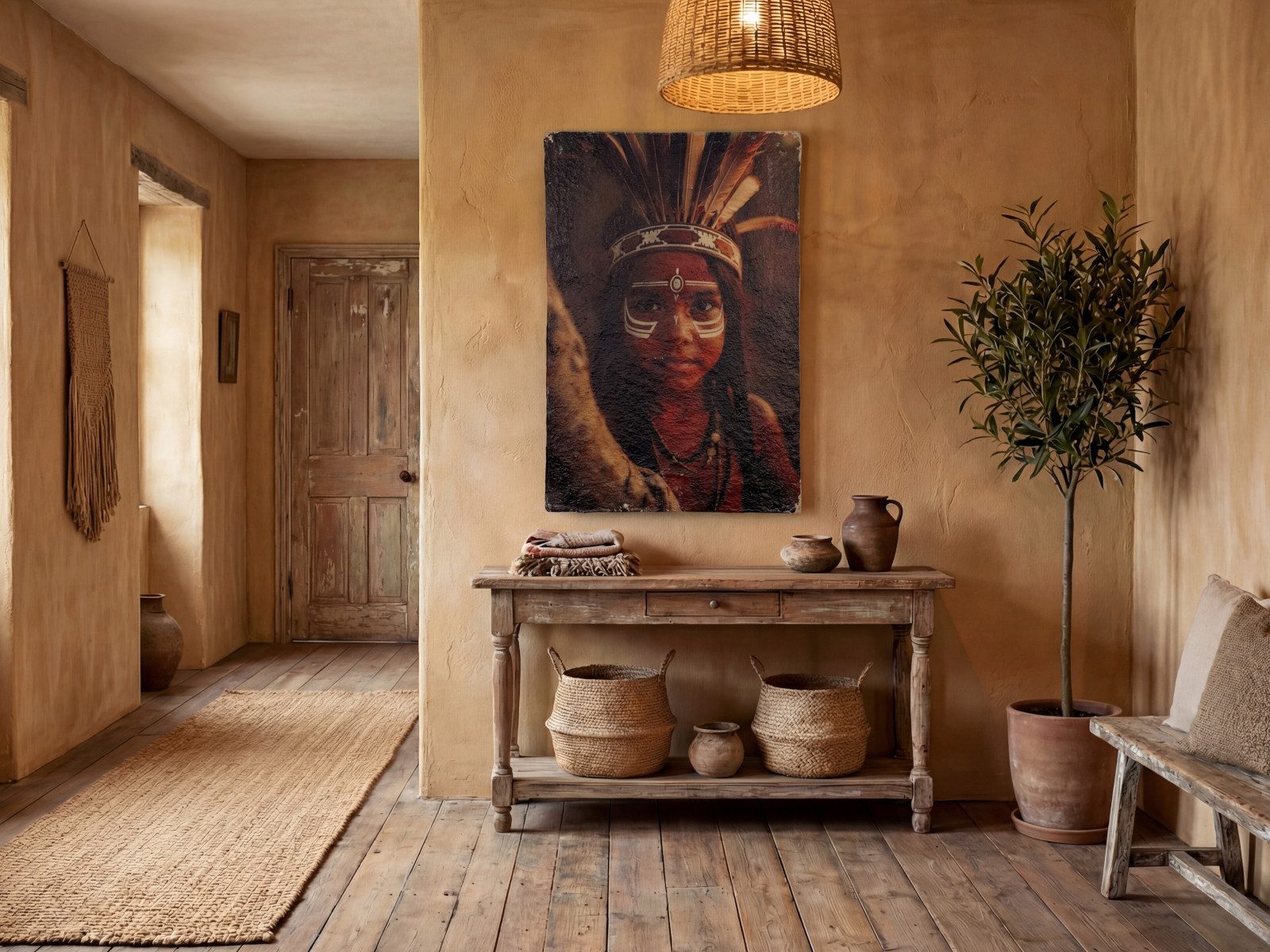 massivum Wandbild Papiermache 60x90 - Roots of Tradition, Wanddeko Ethno Stil