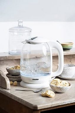 Mesko Wasserkocher MS 1302w Glas-Wasserkocher, weiß, 2200 W
