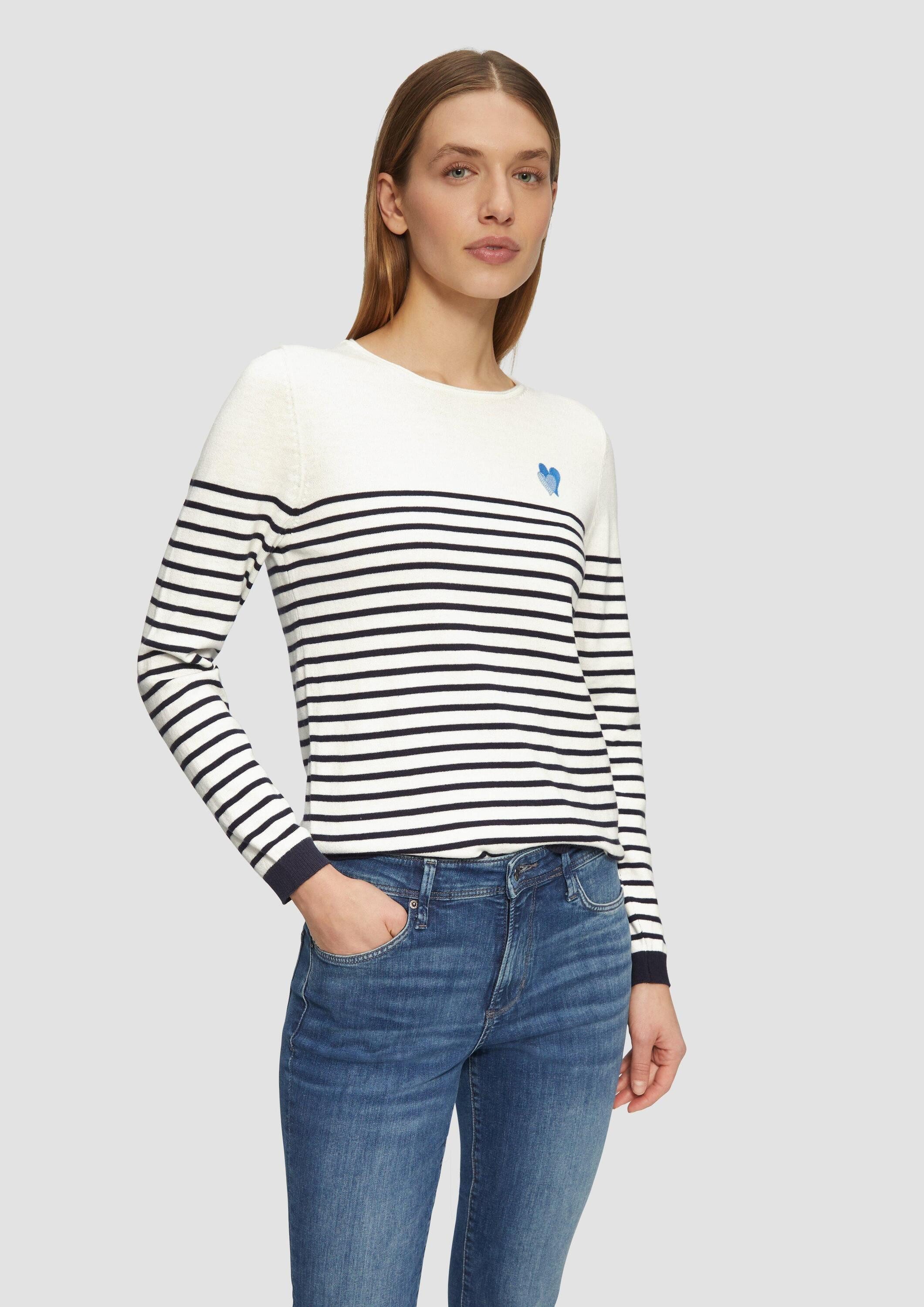 s.Oliver Longpullover Strickpullover Strickpullover mit Herz-Stickerei günstig online kaufen