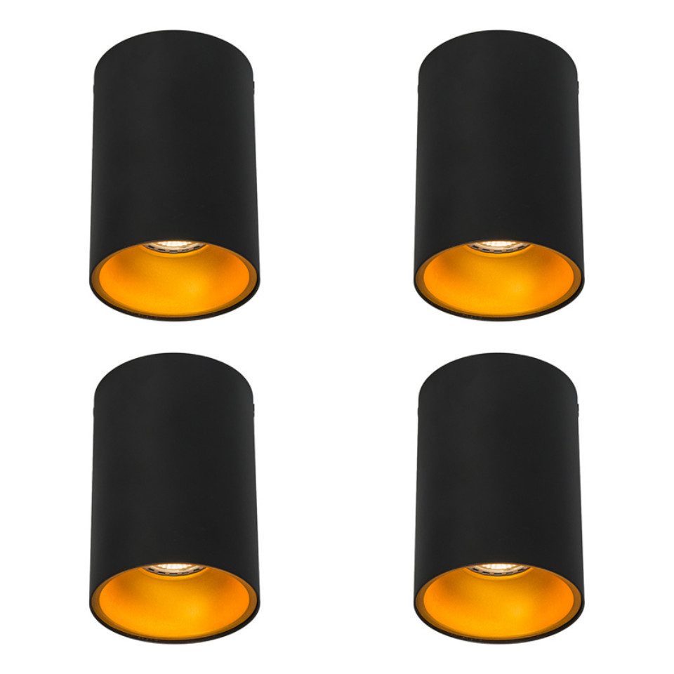 Qazqa LED Aufbaustrahler 89313, ohne Leuchtmittel, Warmweiß, QAZQA Aufbau­spot, gu10, Schwarz, Stahl, Modern