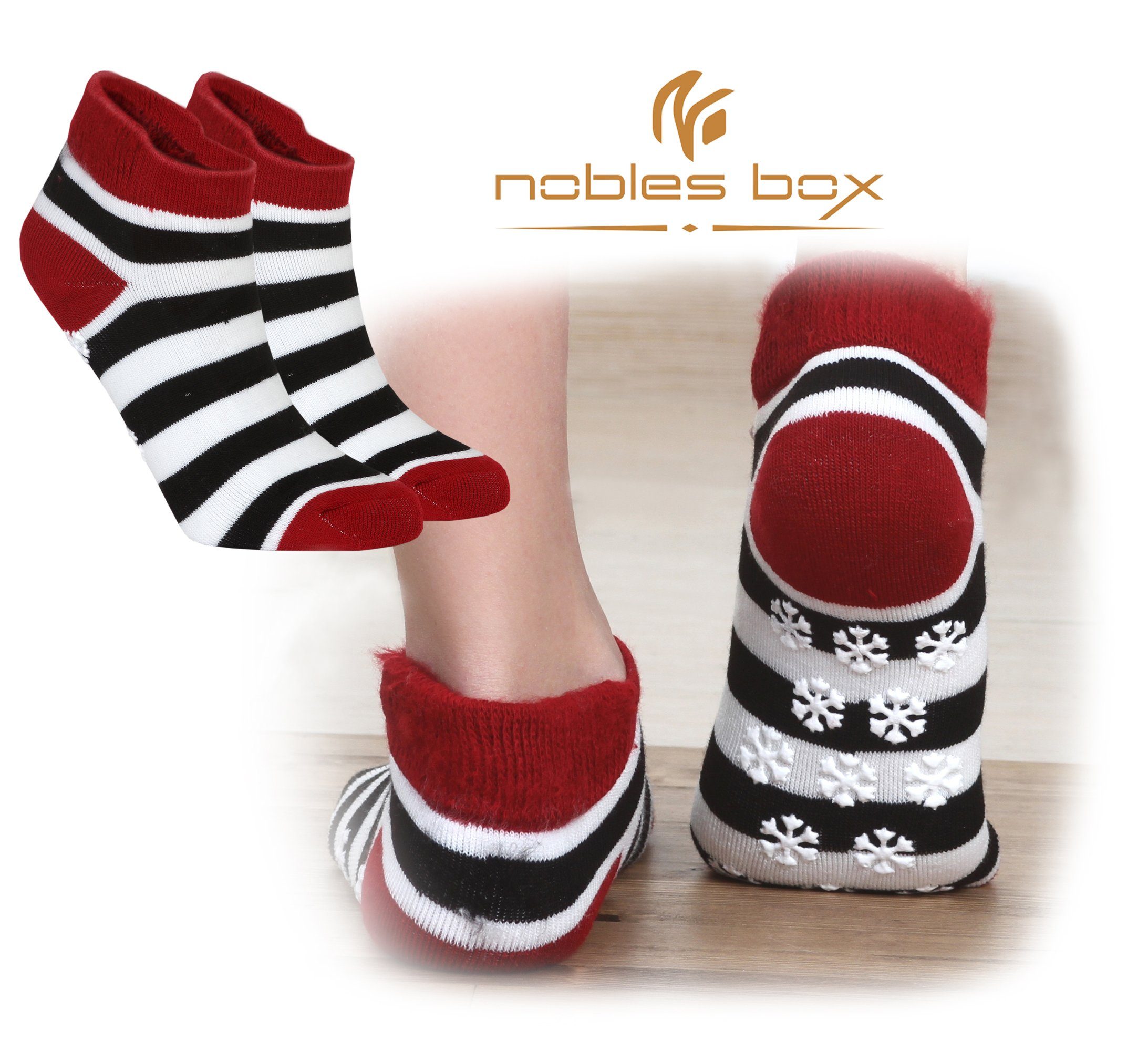(Beutel, Thermosocken Wintersocken Warme Asorti-2 3-Paar, Größe) EU Damen Haussocken 37-40 Rutschfest NoblesBox Socken,