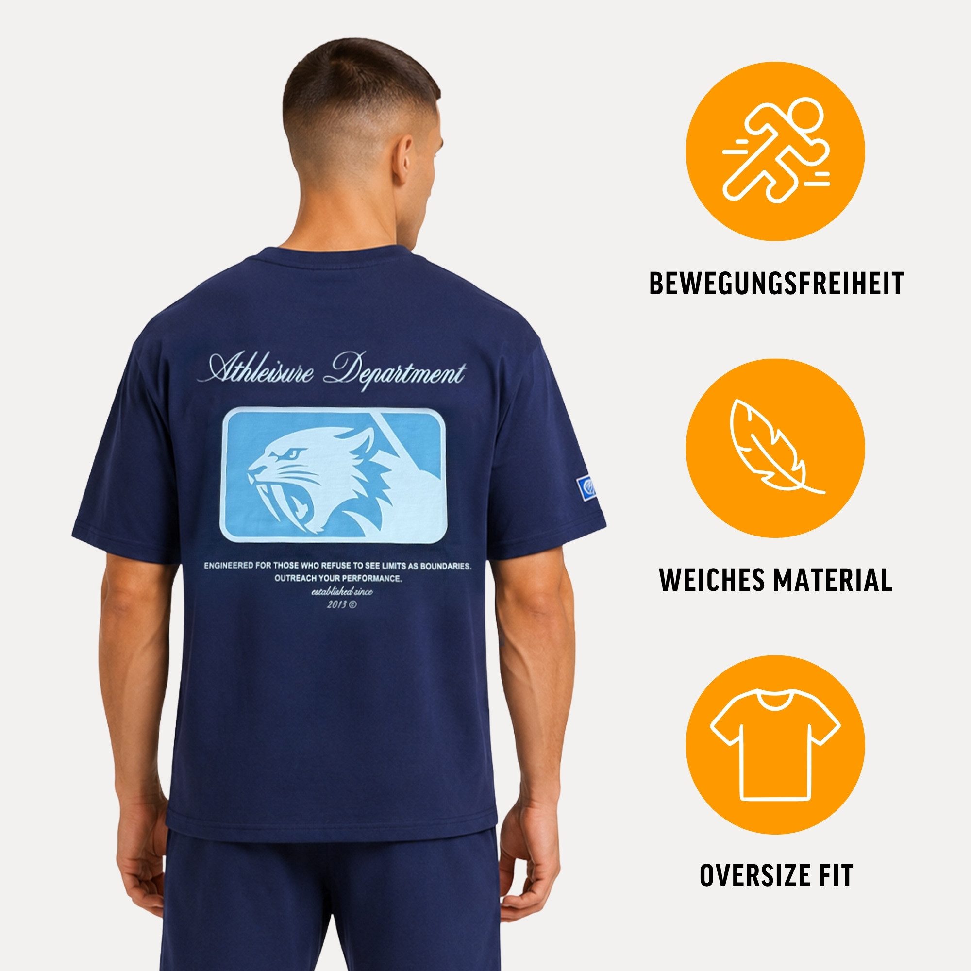 Smilodox T-Shirt Varendo, Oversize Shirt mit Backprint, aus Baumwolle, Streetwear & Gym Rundhals, 100% Baumwolle, weiches Material, für Training & Freizeit – Bild 2 von 5