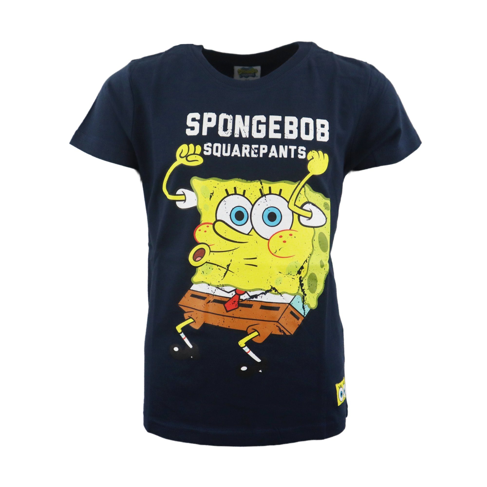 Spongebob Schwammkopf Print-Shirt Spong Bob Schwammkopf Jungen Kinder Jugend T-Shirt Gr. 134 bis 164, 100% Baumwolle Schwarz