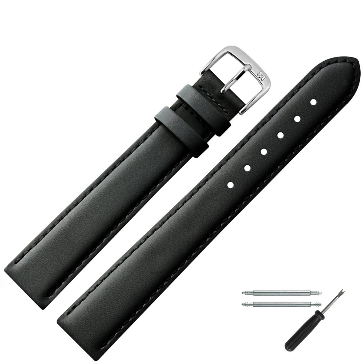 MARBURGER Uhrenarmband 18mm - Echt Straußenleder