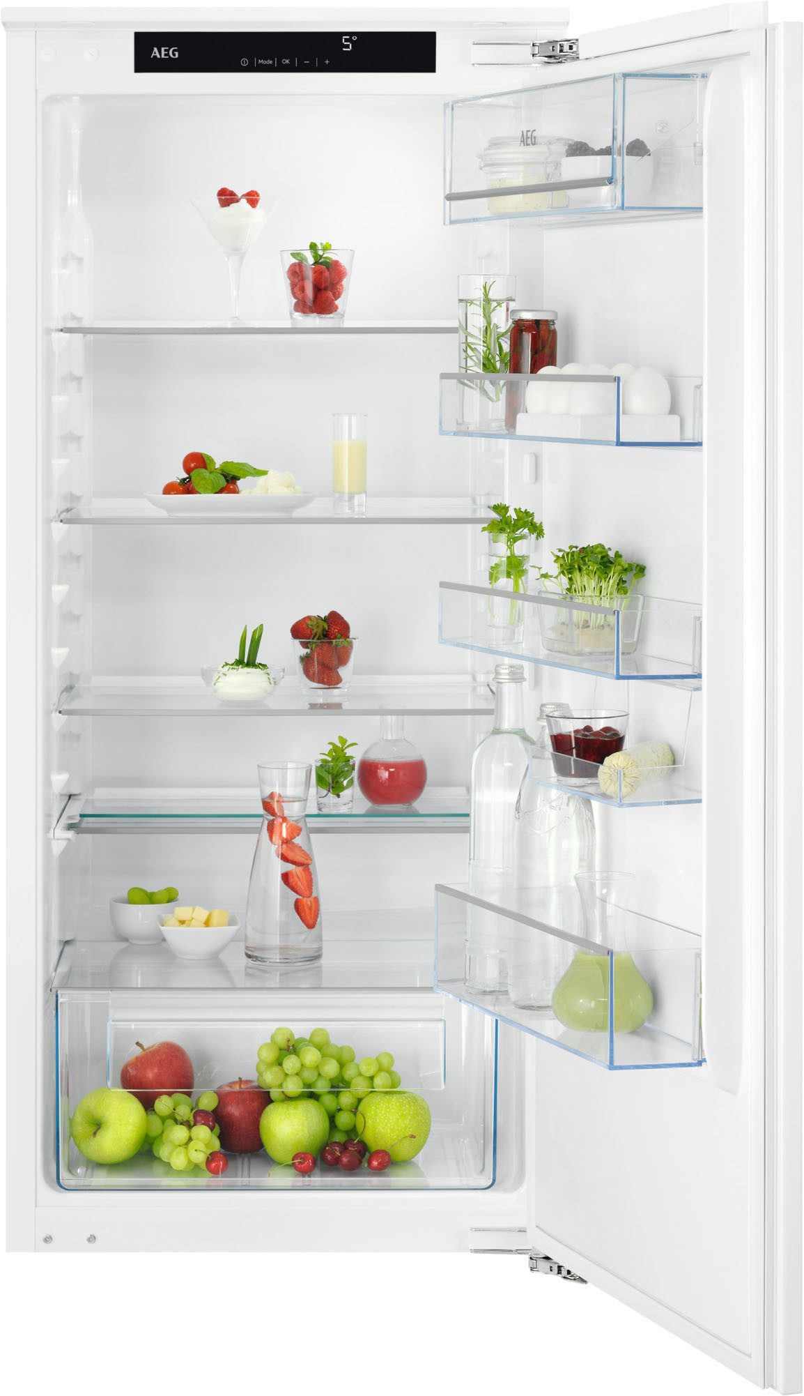 AEG Einbaukühlgefrierkombination Serie 5000 TSK5O12WDF, 121,8 cm hoch, 54,8 cm breit, 182 L, LowFrost-weniger Eisbildung, variable Glasablagen, Festtür