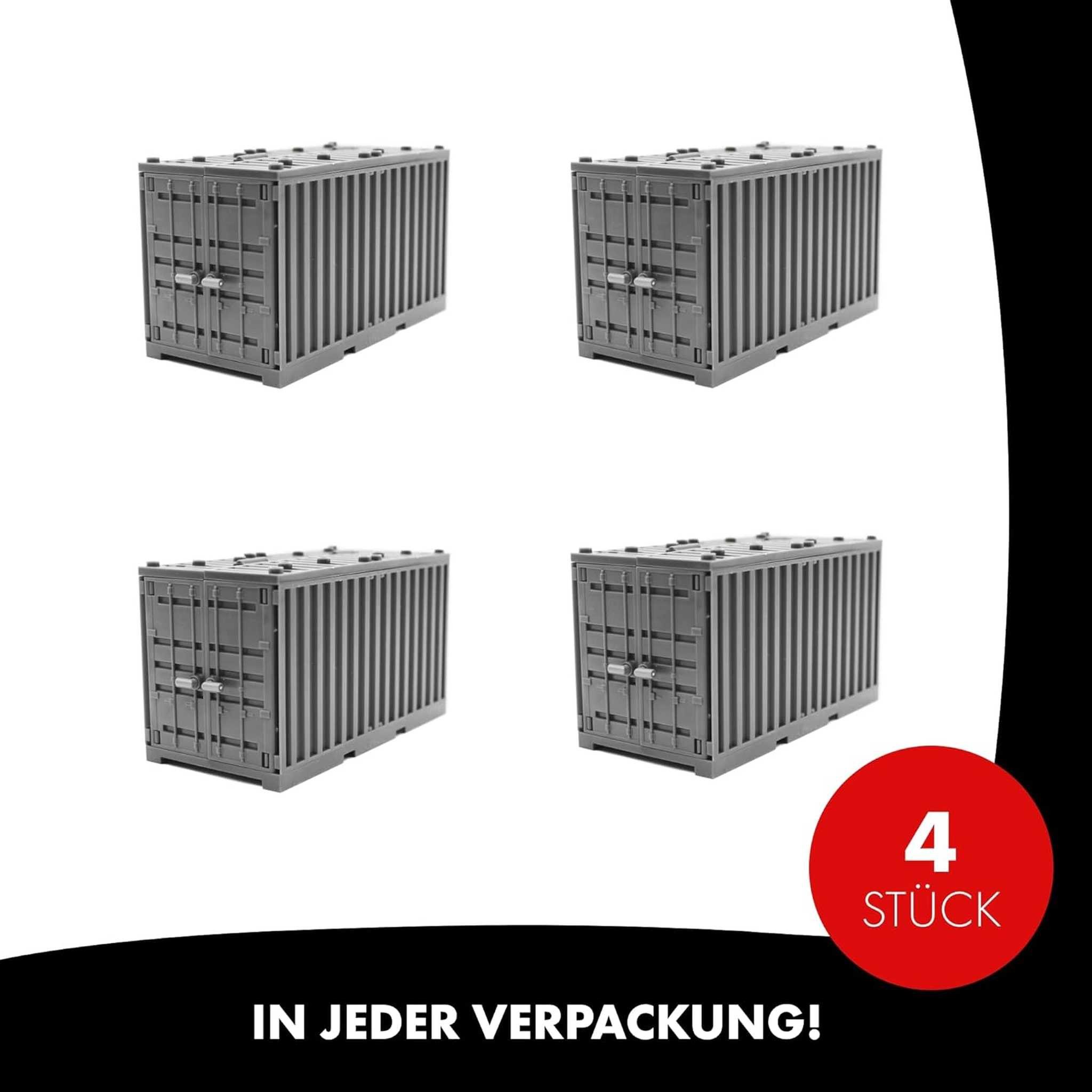 Lonestar-Bricks LONESTAR Klemmbausteine I 4er Set Schiffs-Container I Grau Spielbausteine