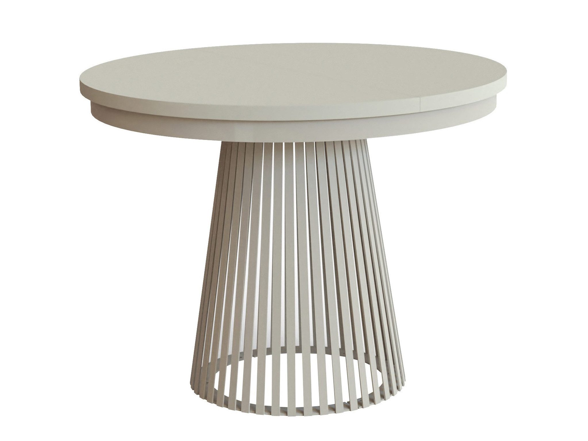 Beautysofa Esstisch LUMI Ø 100–180 cm – ausziehbarer Loft-Esstisch (Laminat hitze- und verfärbungsbeständig, runde Tischplatte), Metallbeine, modernes Design