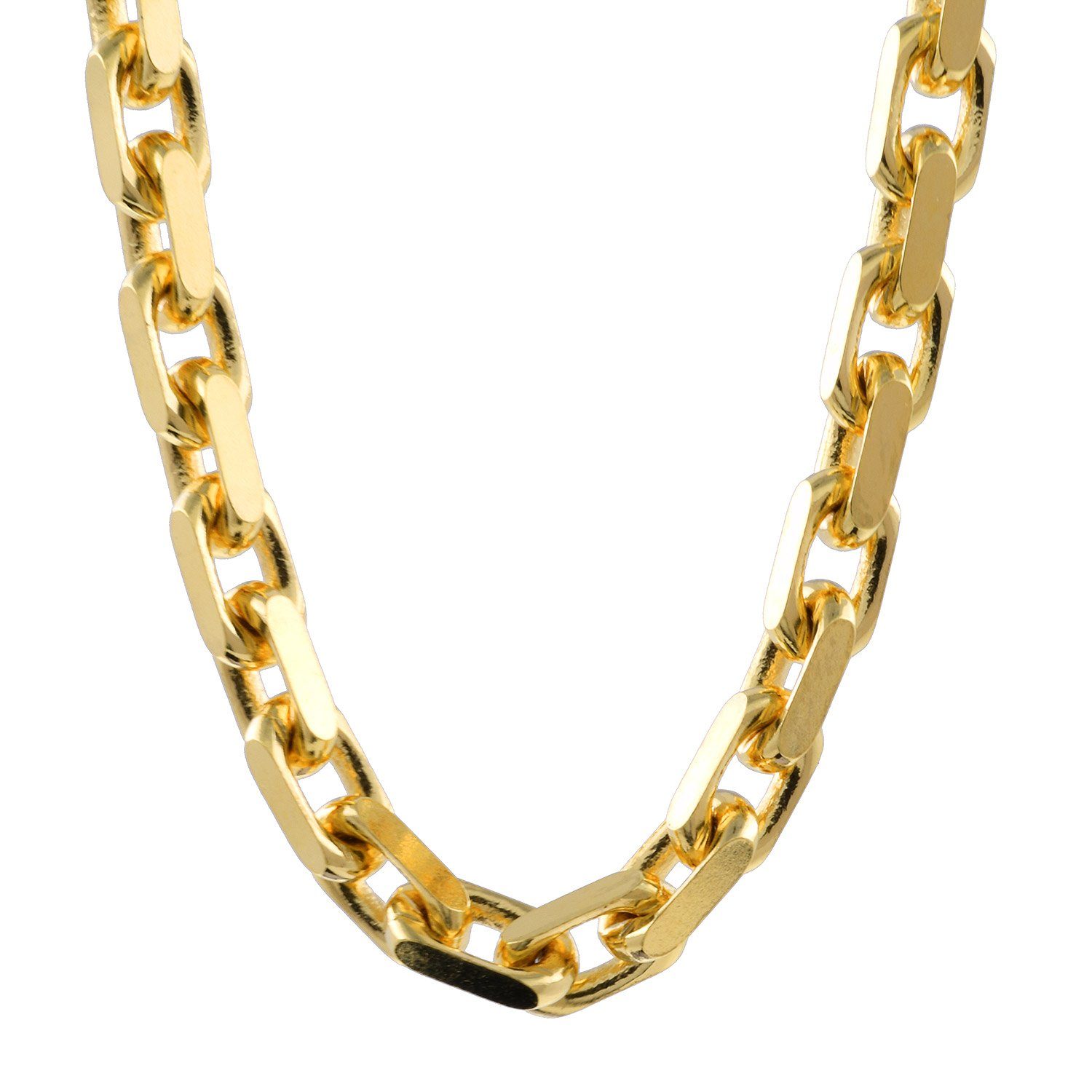 HOPLO Goldkette Ankerkette diamantiert Länge 45cm - Breite 3,0mm - 750-18  Karat Gold, Made in Germany, Edle Kette in Juwelier Qualität