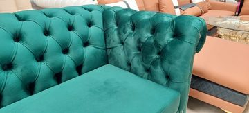 JVmoebel Sofa Sofa Chesterfield Designer Sofa 3 Sitzer Wohnzimmer Couch Grün Sofor, 1 Teile, Made in Europa