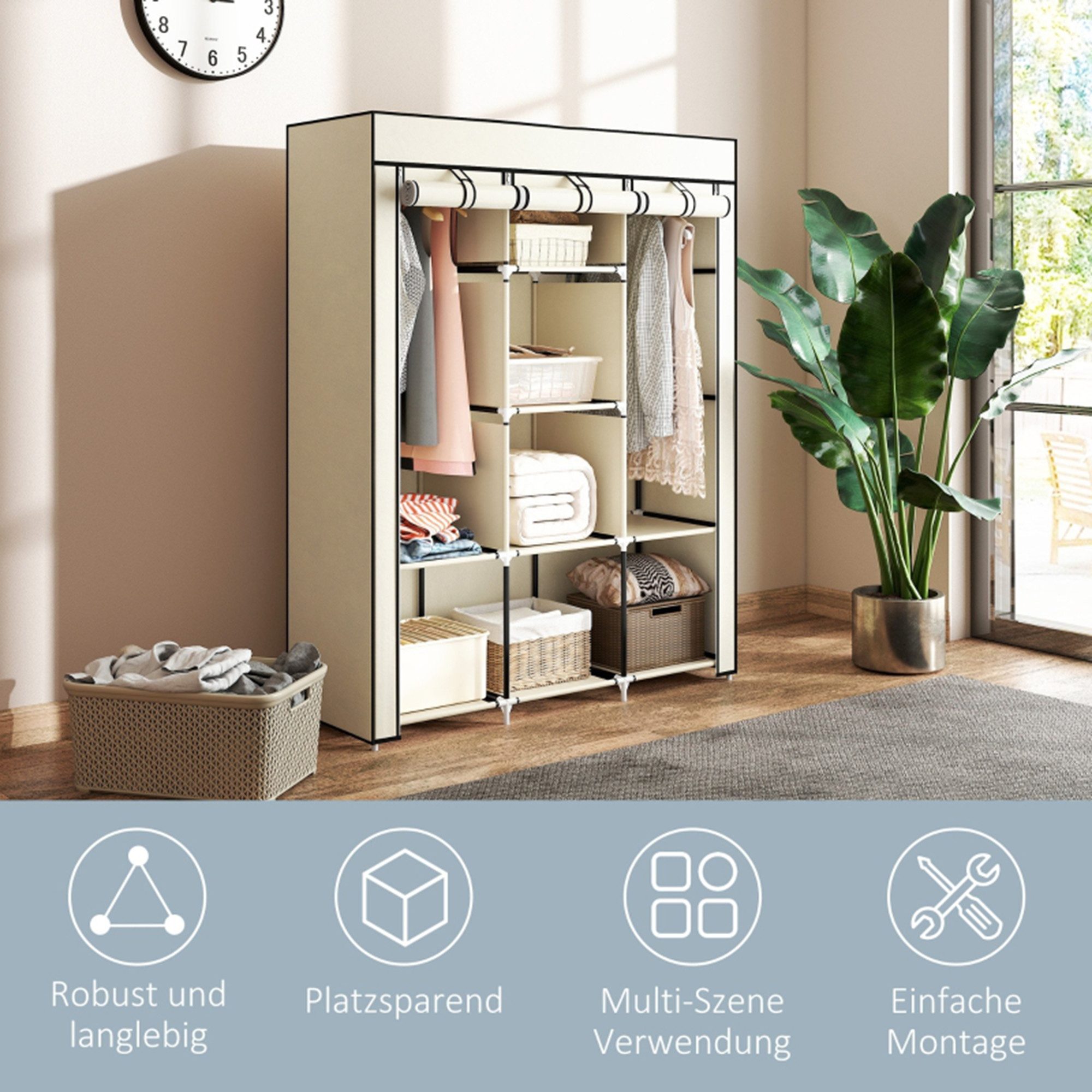 MC Star Stoffschrank Kleiderschrank mit Kleiderstangen, 8 Ebenen, Faltschra günstig online kaufen