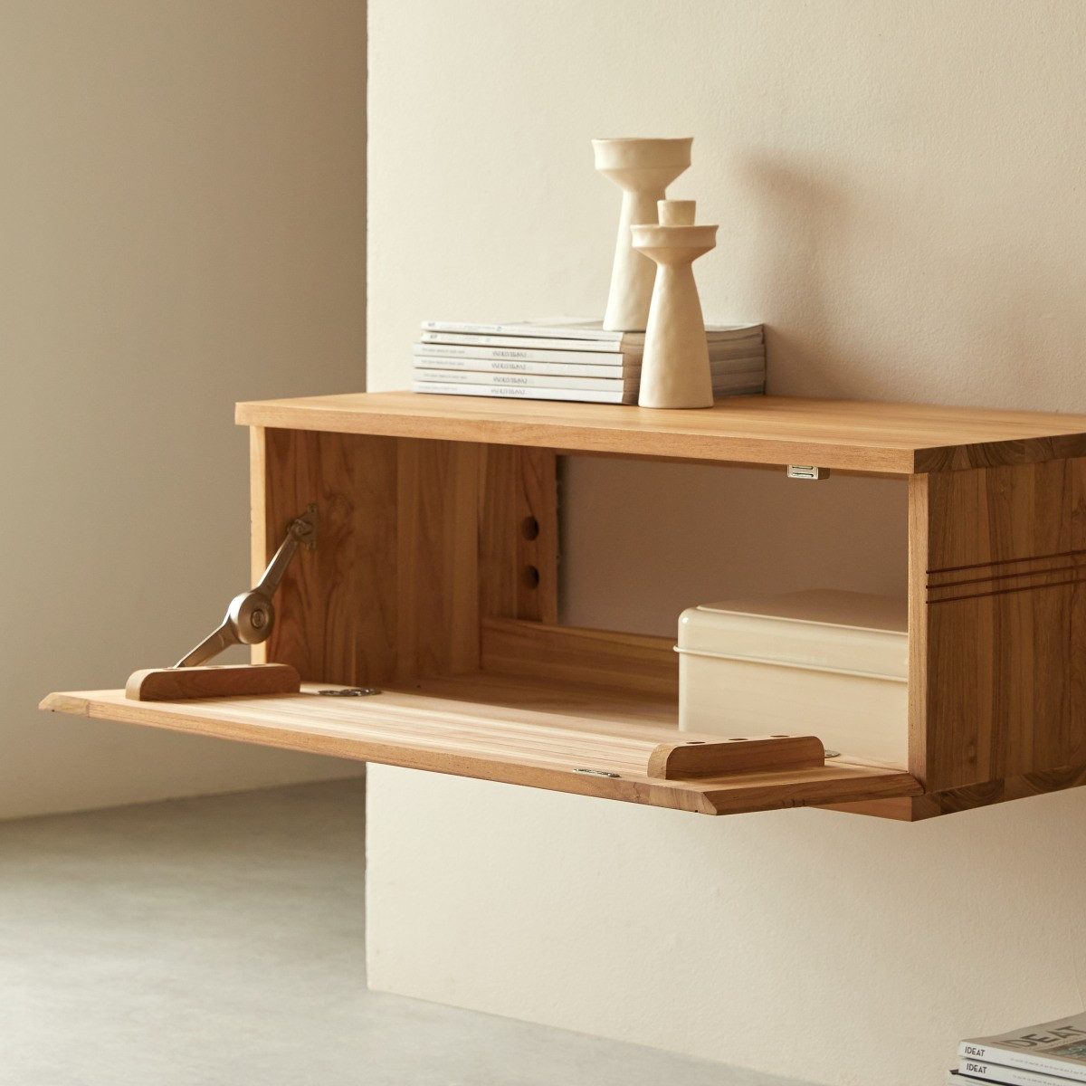 Tikamoon TV-Schrank Basic - TV-Schränk aus massivem Teak 80 cm