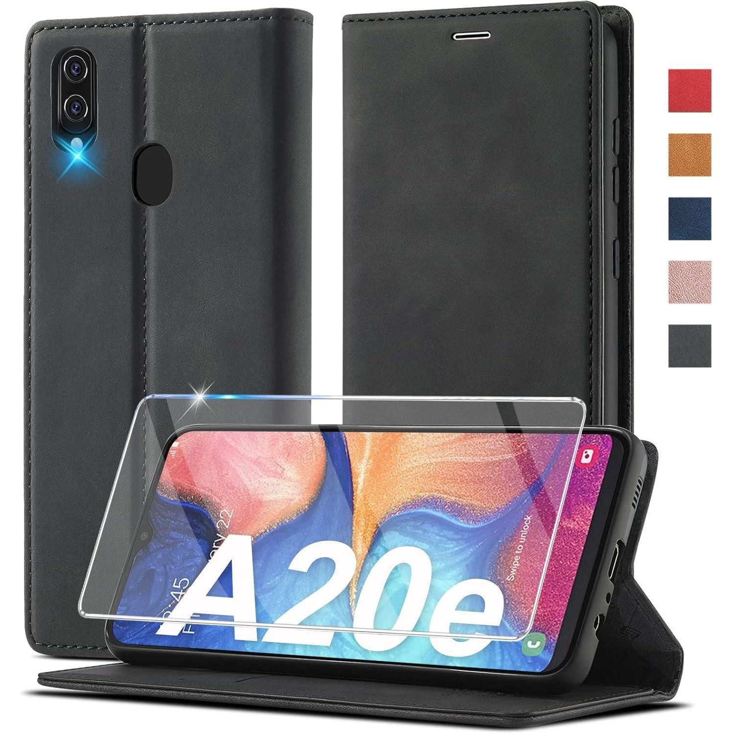 LuxusKollektion Flip Case Handyhülle Samsung Galaxy A20e Leder Wallet Flip Schutzhülle Case