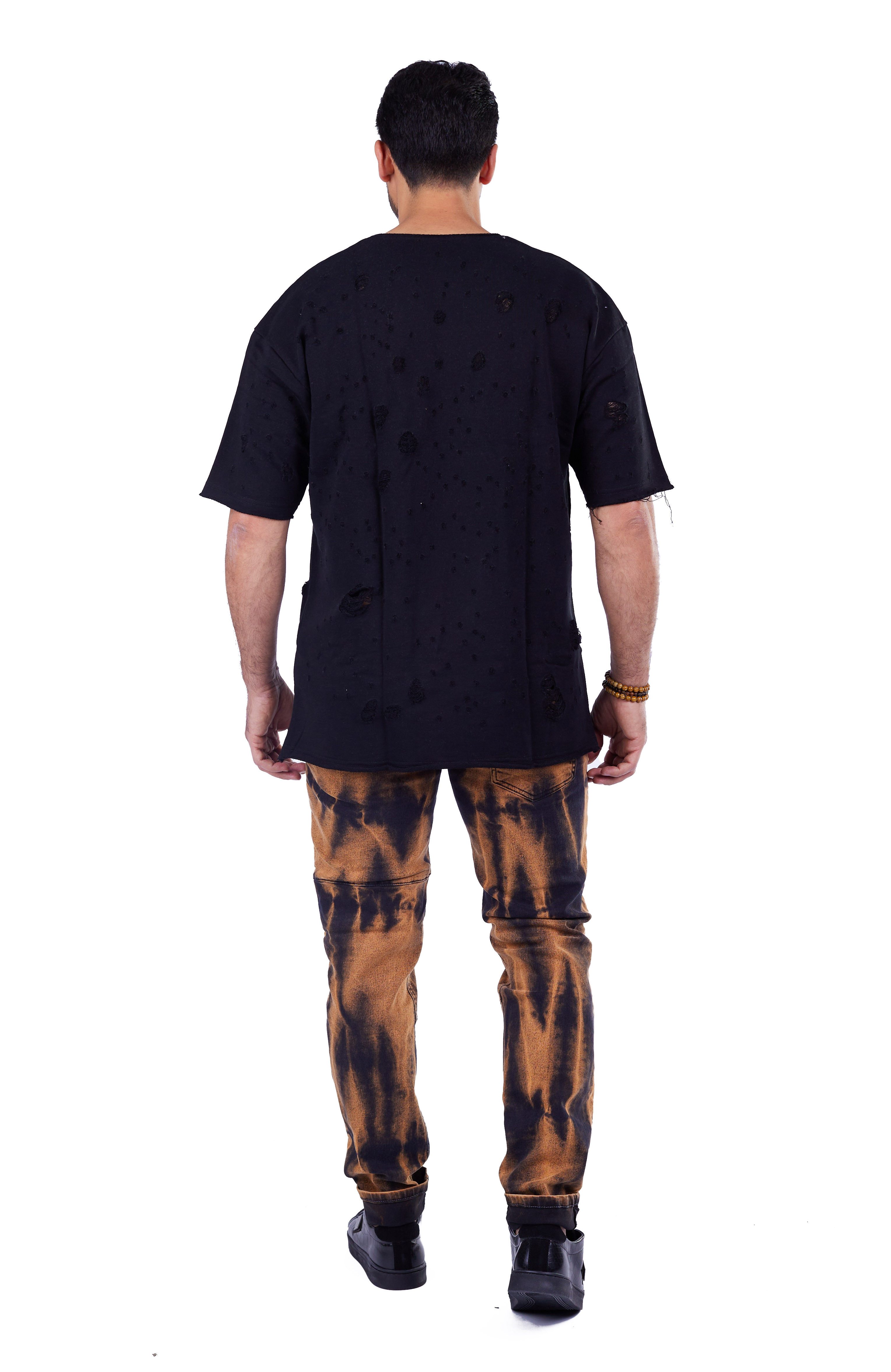 KINGZ Regular-fit-Jeans Designer Herren Jeans mit Stickereien