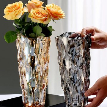 NUODWELL Dekovase Glas Blumenvase,Deko Wohnzimmer,Modern Glas Tulpenvase Aesthetic Vase