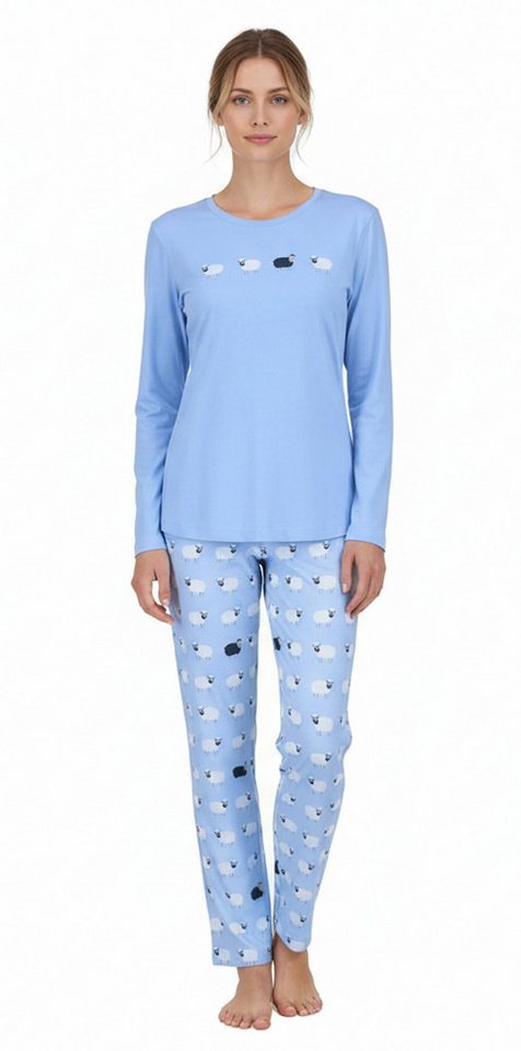 Ringella Schlafanzug Ringella Damen Schlafanzug Langarm Schafe Fjord (1 tlg) Damen Pyjama mit Schäfchen