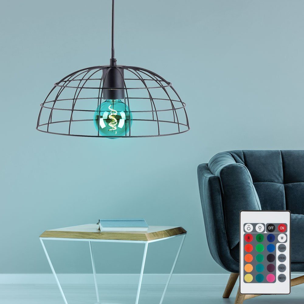 etc-shop Pendelleuchte, Leuchtmittel Hänge Lampe Retro DIMMBAR inklusive, Farbwechsel, Pendel Käfig Warmweiß, Lampe Decken