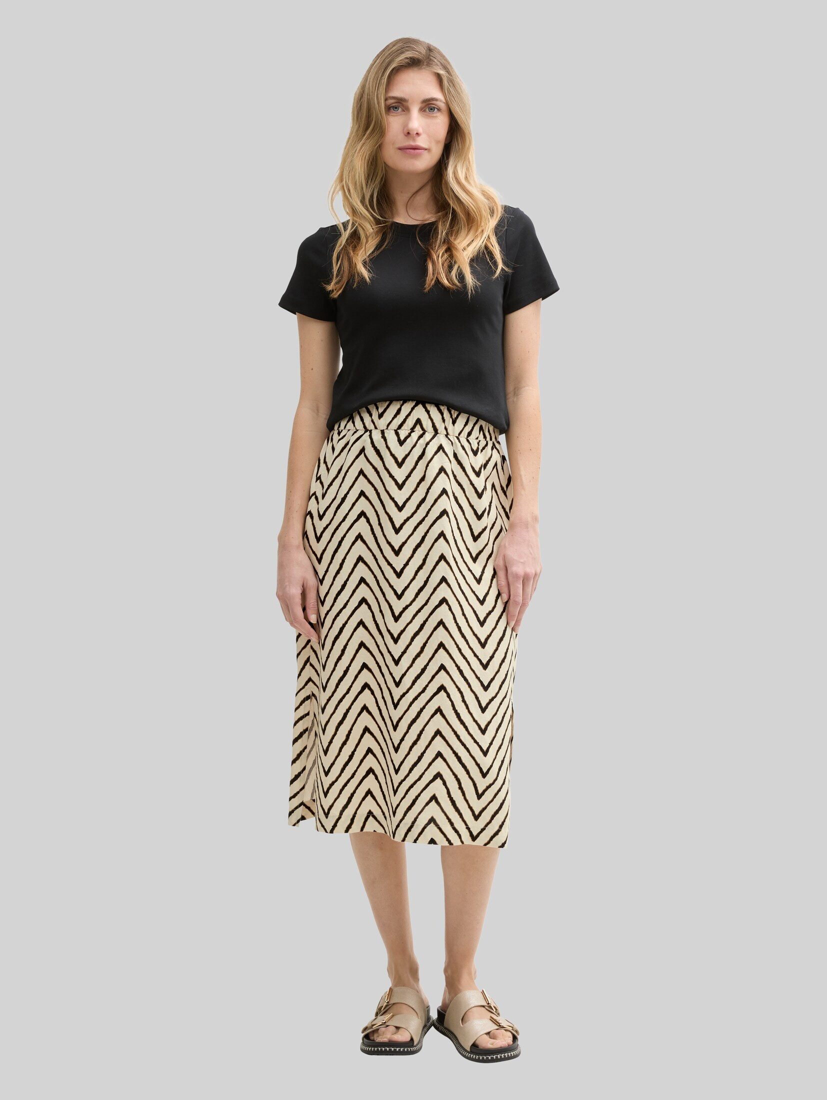 TOM TAILOR Sommerrock Röcke High Waist Midi-Rock mit Leinenanteil