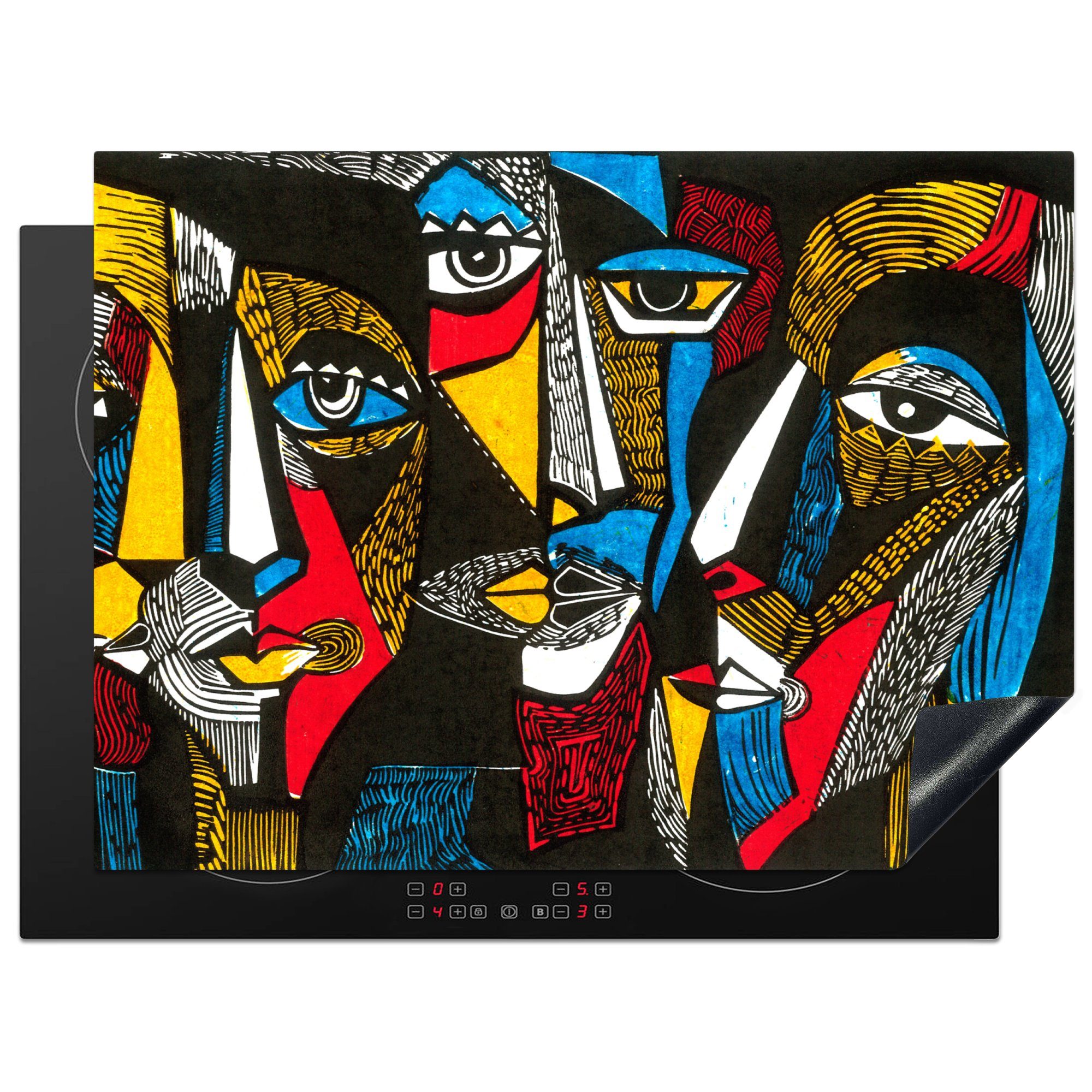 MuchoWow Herdblende-/Abdeckplatte Malerei - Ölgemälde - Kubismus, Vinyl, (1 tlg), 70x52 cm, Mobile Arbeitsfläche nutzbar, Ceranfeldabdeckung
