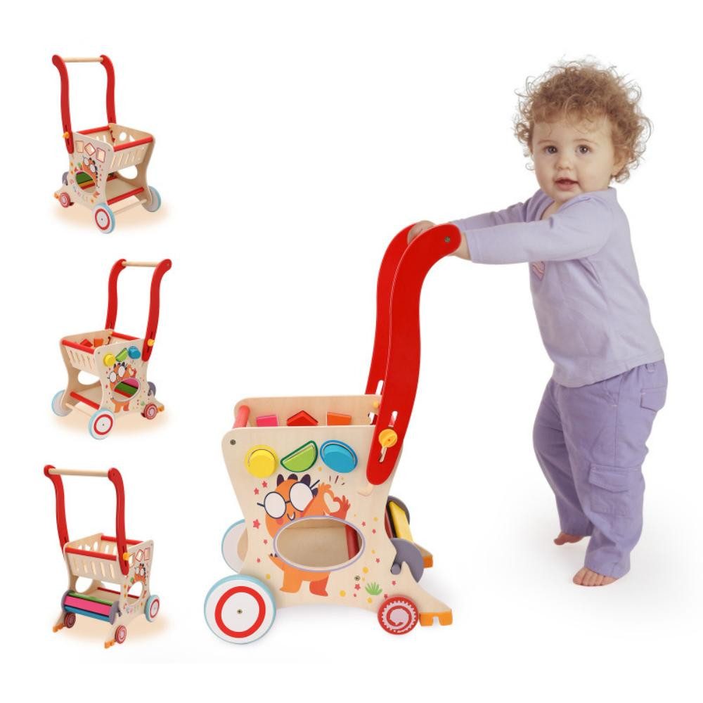 i@home Babywalker Wooden Lauflernhilfe-Sturdy,Multi-Functional Home Use Walking Aid, (Packung Set), Kinder Holz Lerngehgerät: Ergonomischer Walker&Spielcenter (1-3 Jahre)