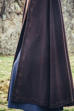 Leonardo Carbone Wikinger-Kostüm Mittelalter Umhang Wolle mit Stickerei Braun