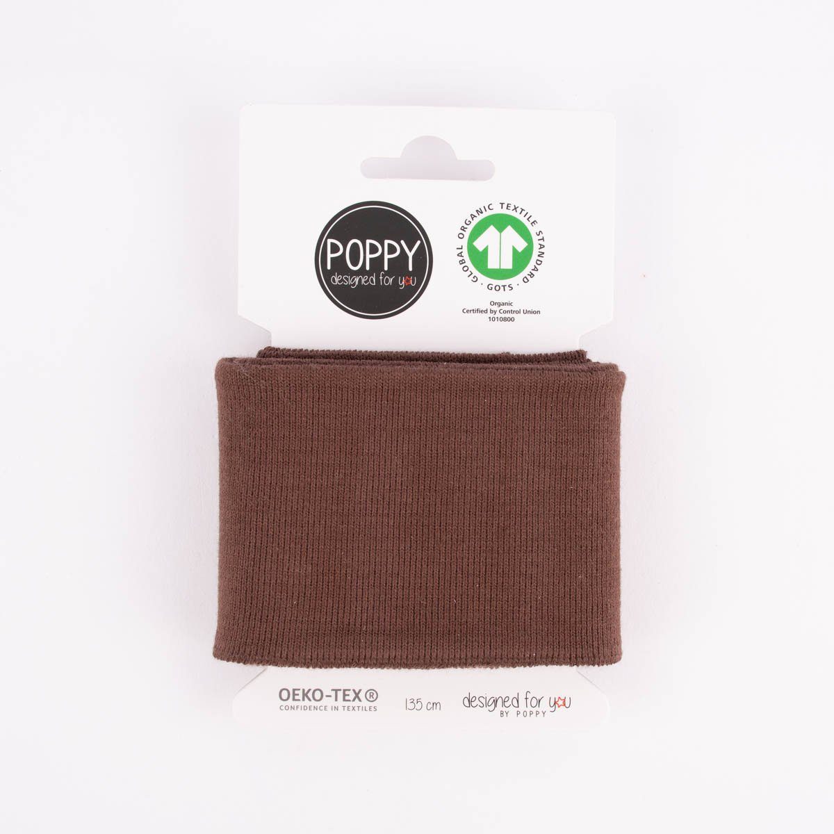 Stoff Cuff Bündchen Fertigbündchen Organic Bio einfarbig braun 7x135cm