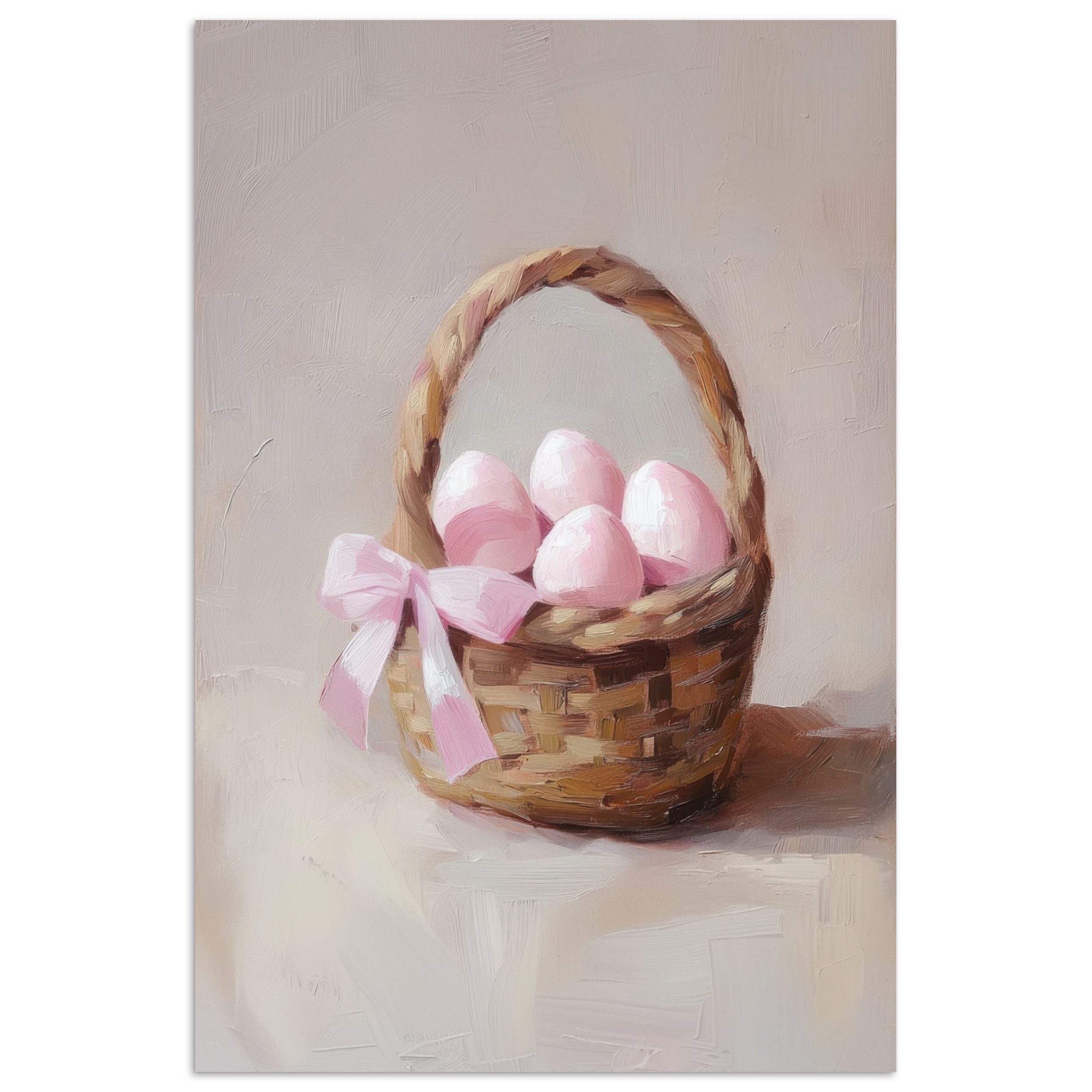 MuchoWow Poster Korb - Eier - Rosa, (1 St), Poster ohne Rahmen, Wandbild, Wandposter, 20x30 cm
