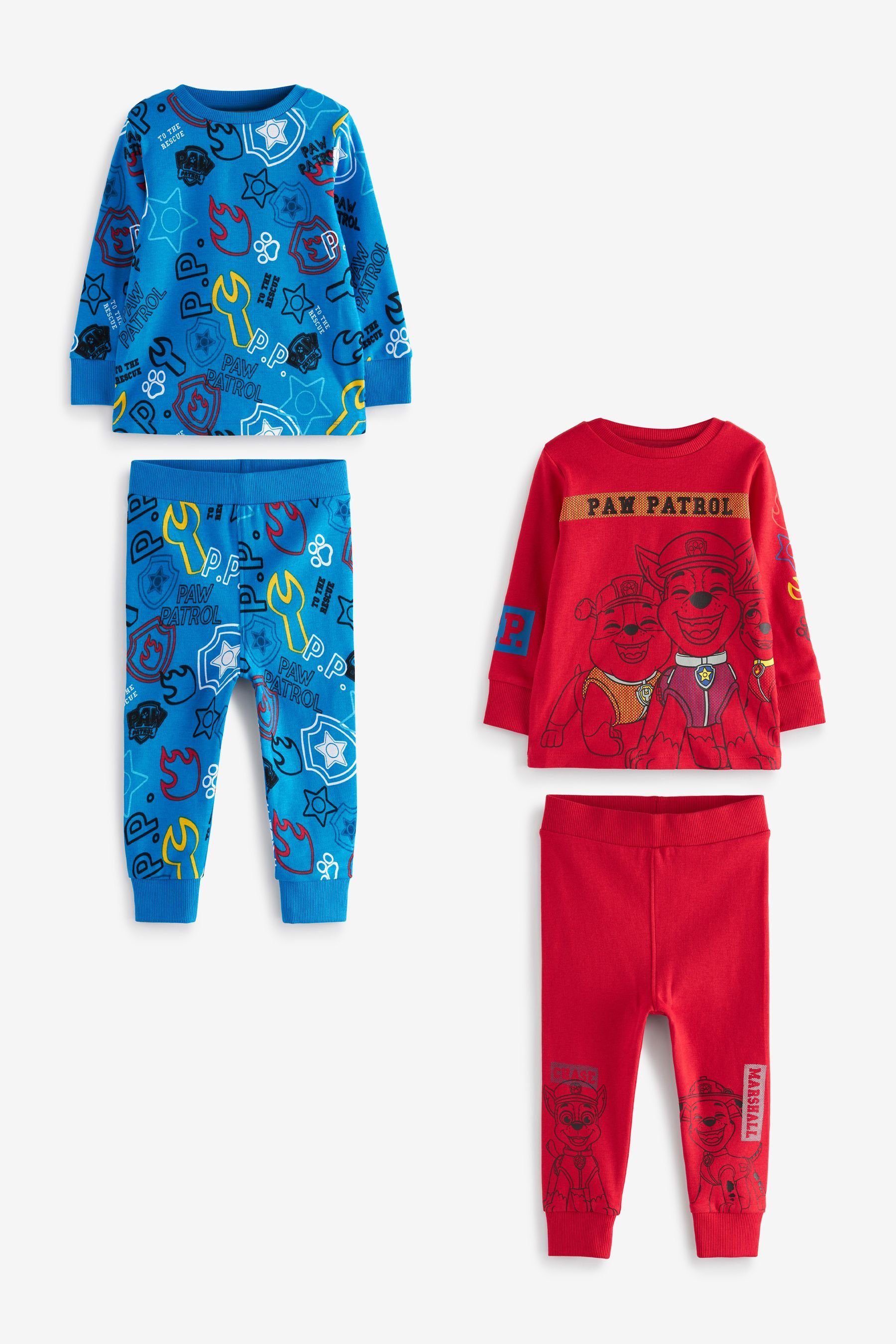 Next Patrol Red/Blue Pyjama Kuschelpyjama, (4 PAW 2er-Pack tlg)