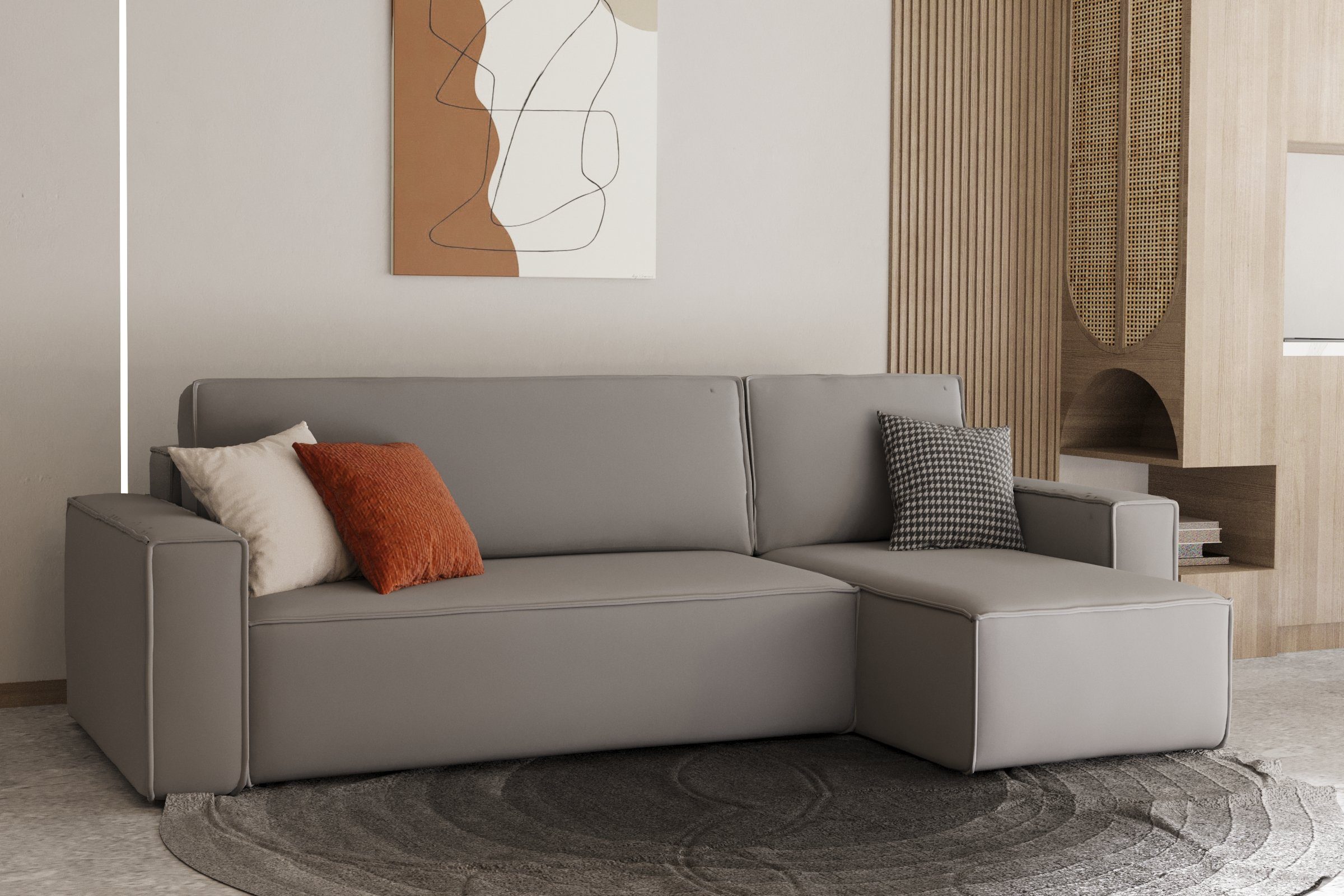 Friderik-EU Ecksofa KARL Ausklappbare Couch aus Samtstoff mit Bettkasten, mit Schlaffunktion Swing 2 | Ecksofas