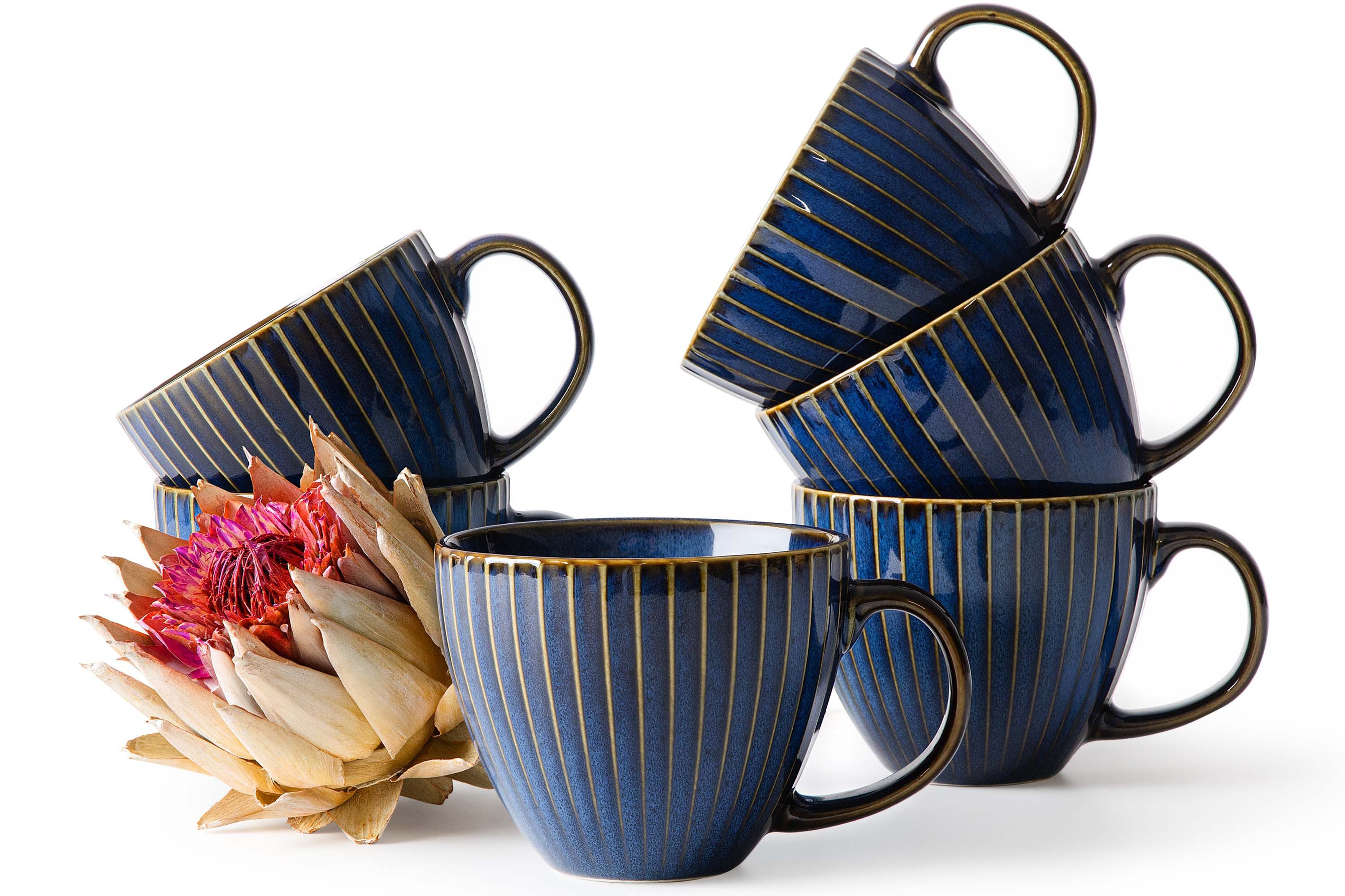 KONSIMO® Tasse AD STRIPES Кофейные чашки-Set, jedes Stück ein Unikat, Porzellan, spülmaschinengeeignet, mikrowellengeeignet, Reaktivglasur